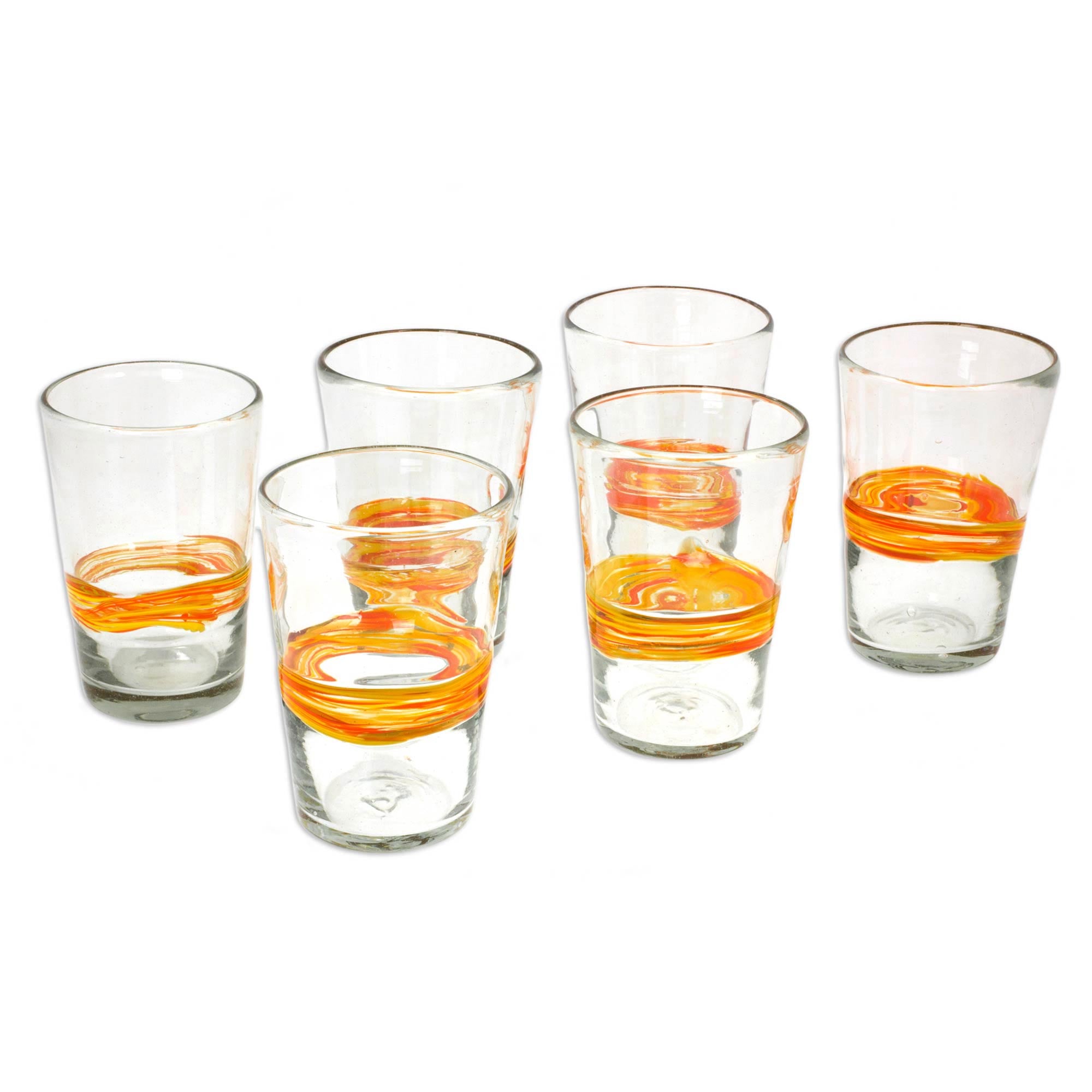 Premium Handblown Glass Sunshine Striped Tumblers - Set of 6