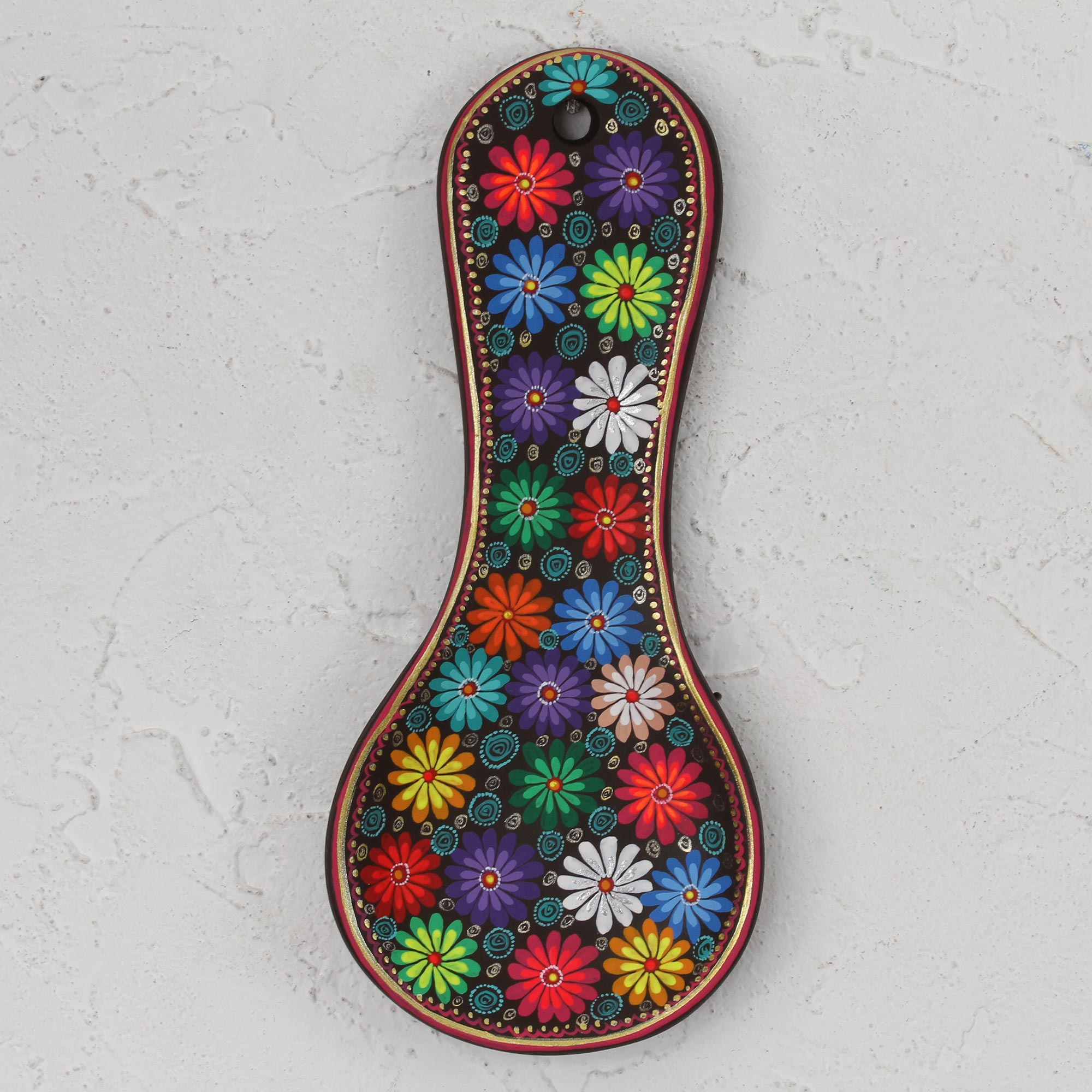 Premium Hand-Painted Floral Ceramic Spoon Rest - Hacienda Style from Mexico