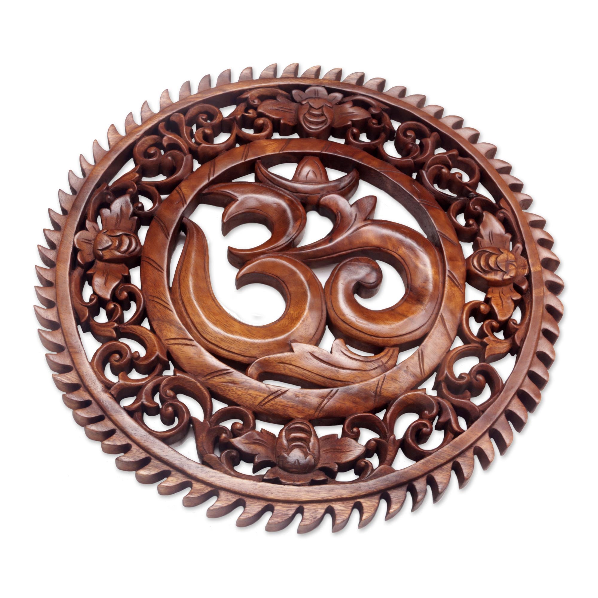Premium Om Serenity Hand Carved Wood Wall Art from Bali