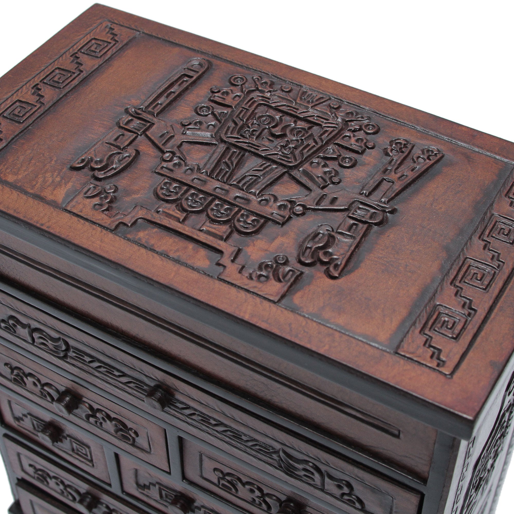 Premium Cedar & Brown Leather Jewelry Box with Mirror & Drawers