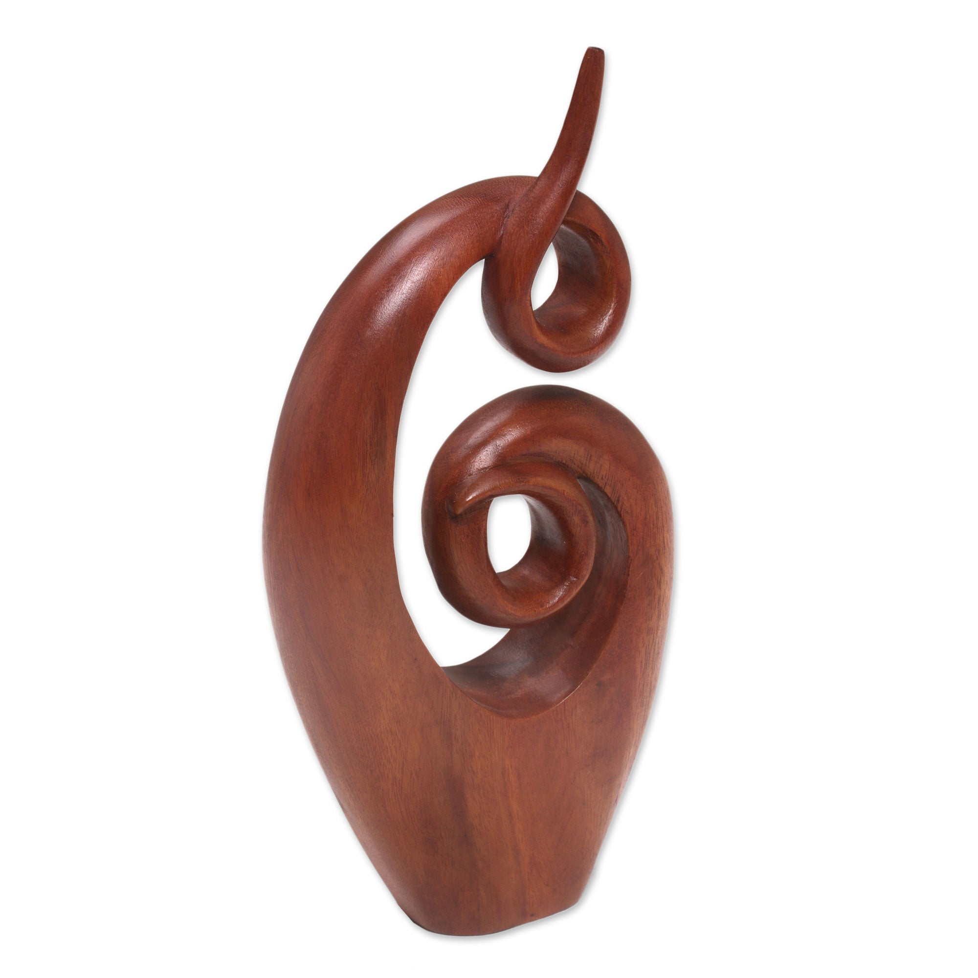 Premium Handcrafted Suar Wood Abstract Sculpture - Twirling Together from Bali
