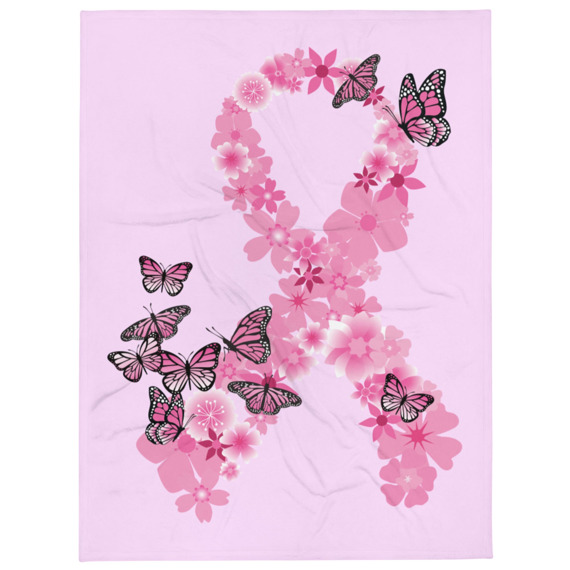 Premium Pink Ribbon Butterflies Throw Blanket - Ultimate Comfort & Support