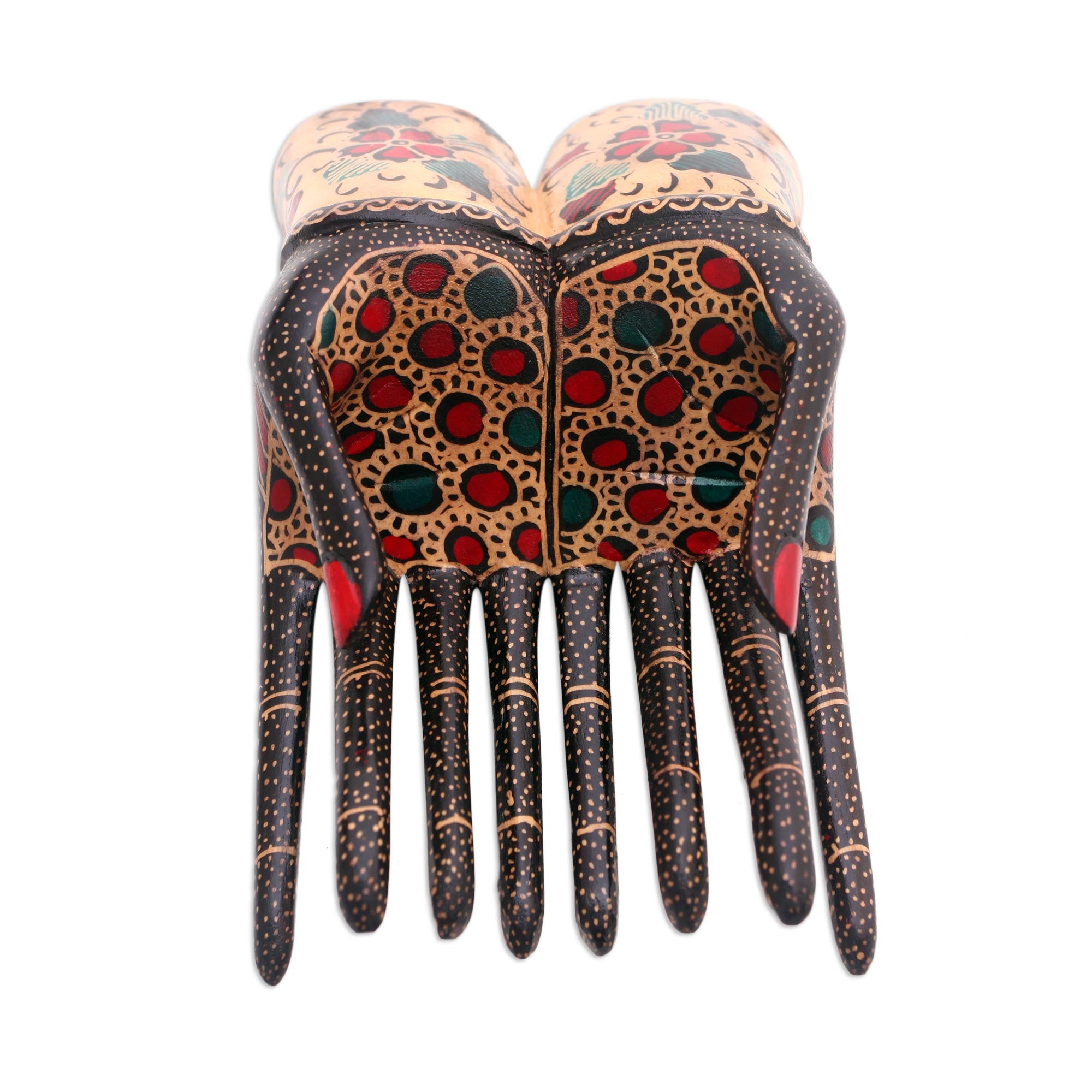 Premium Floral Batik Wood Ring Holder - Handcrafted in Java