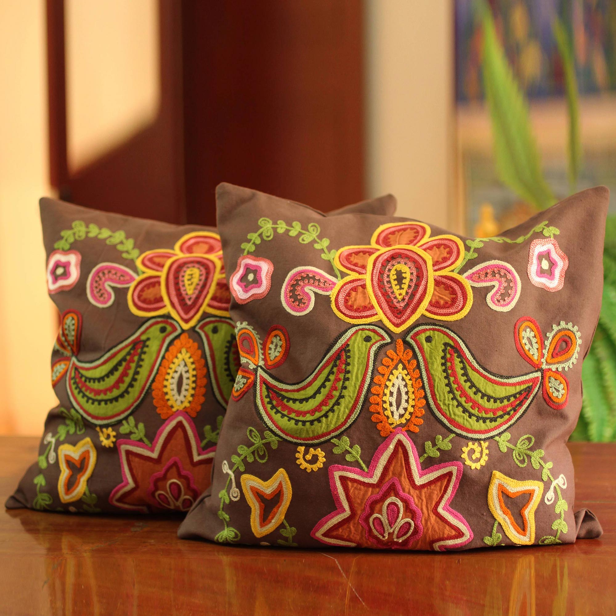 Premium Handmade Indian Floral Cotton Cushion Covers (Pair) - Ultimate Home Decor Upgrade