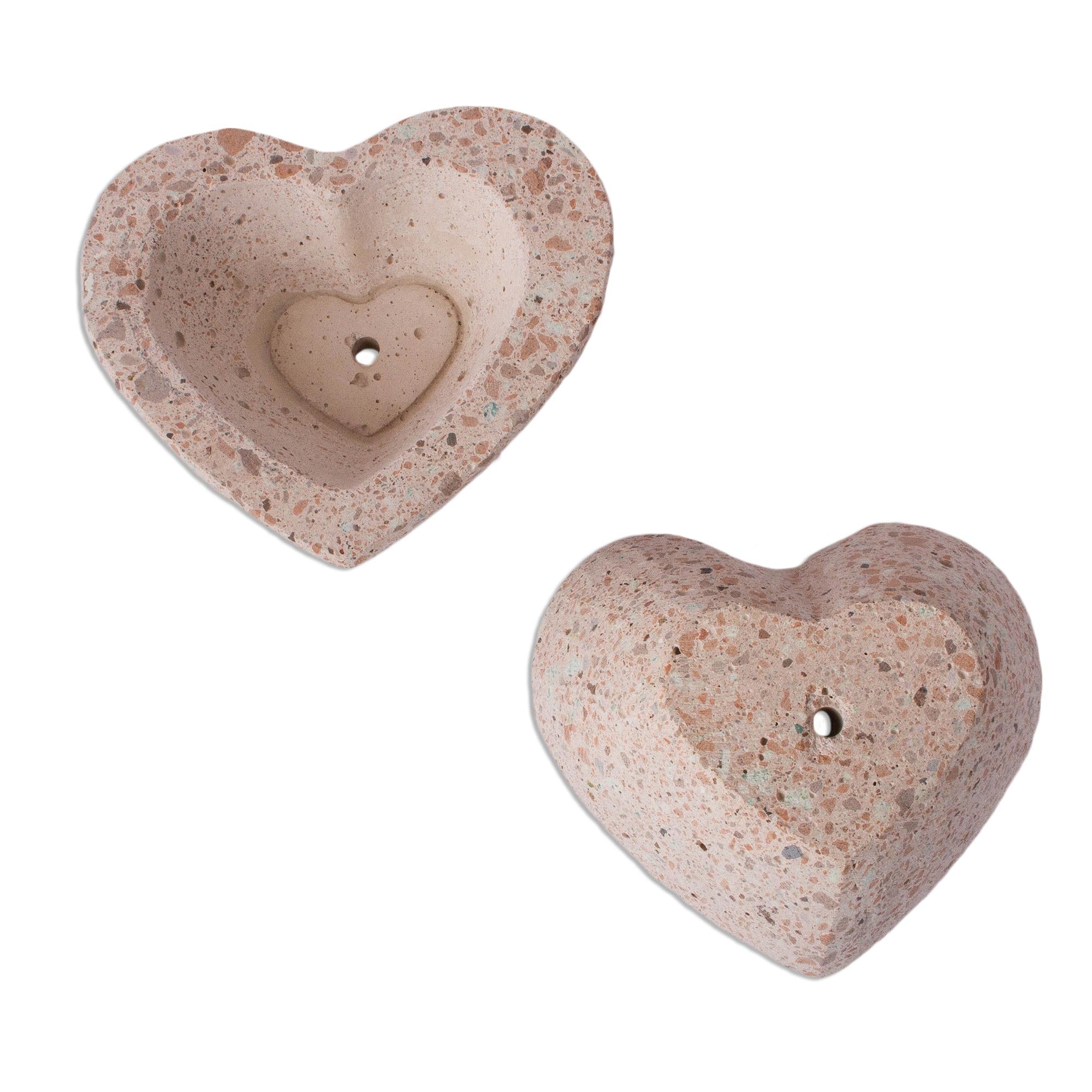 Premium Heart-Shaped Reclaimed Stone Planters - Eco-Friendly Pair