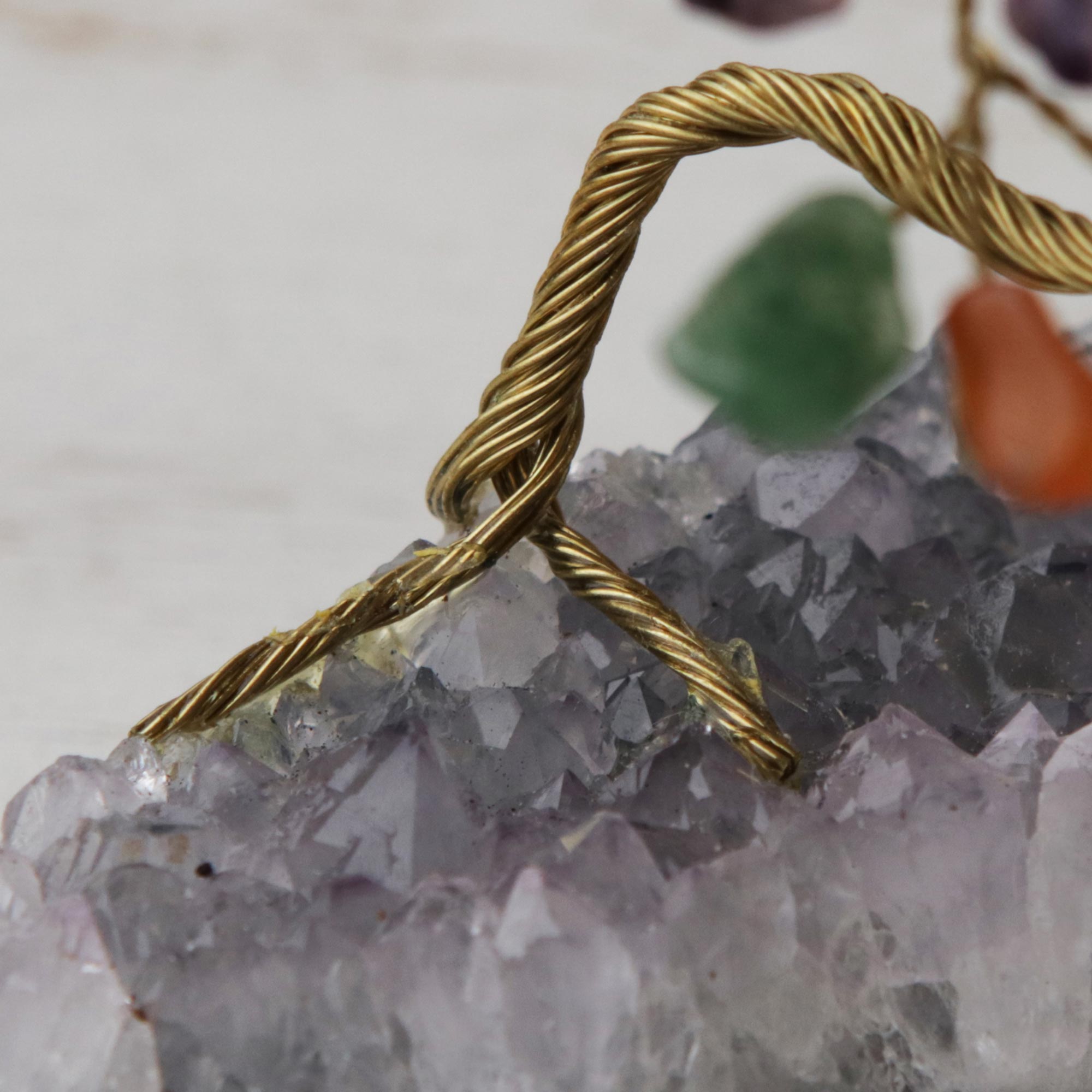 Premium Spring Gemstone Tree Sculpture - Amethyst & Quartz Handcrafted Art