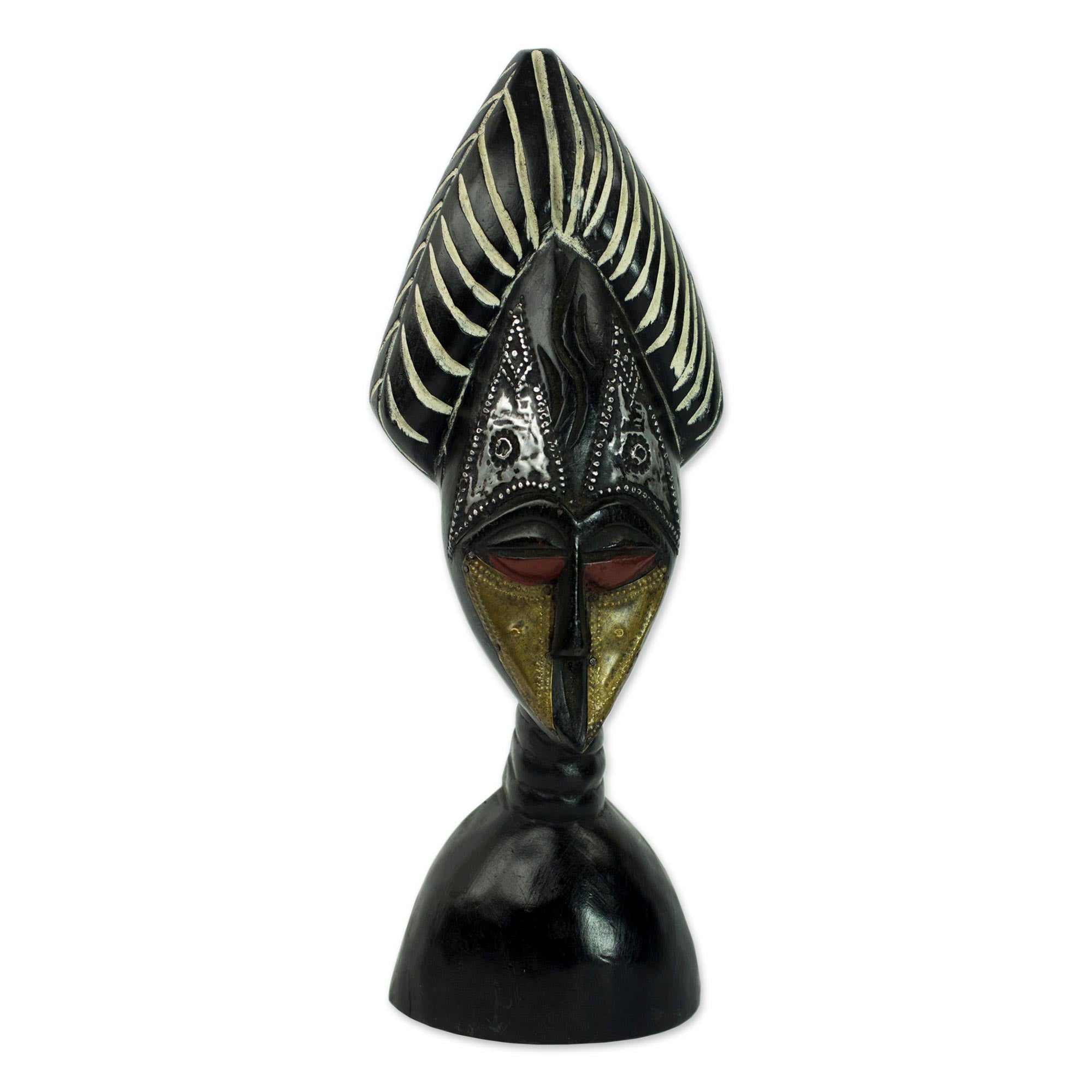 Premium Yaa Asantewaa Hand-Carved Sese Wood Mask Sculpture – Authentic Ghanaian Art