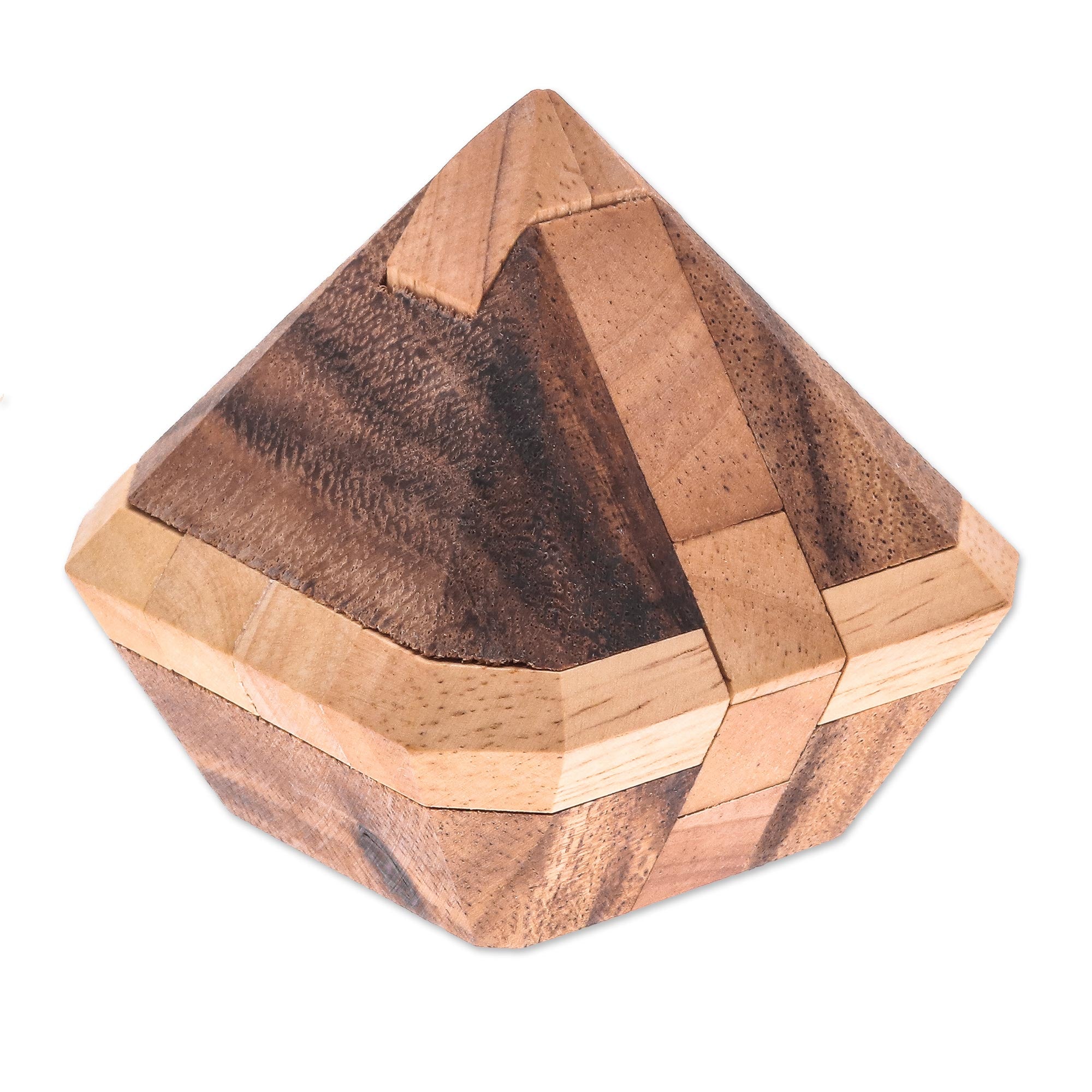 Premium Diamond-Shaped Raintree Wood Puzzle - Handcrafted in Thailand