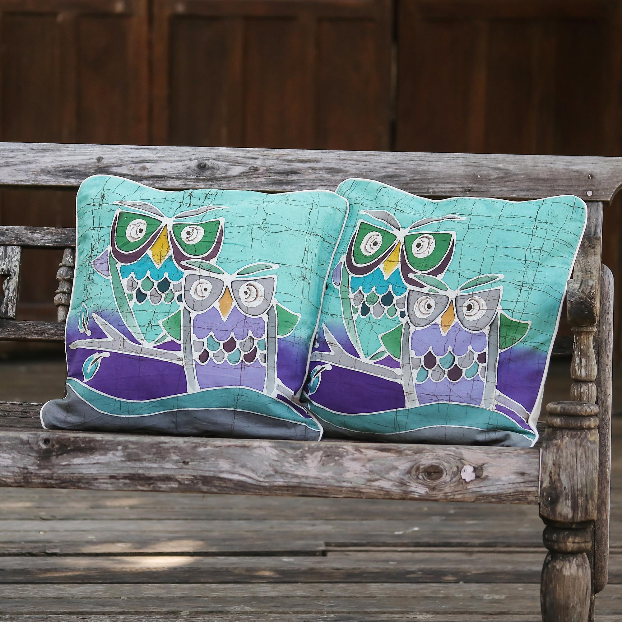 Premium Mischievous Owls Throw Pillow Covers - Set of 2