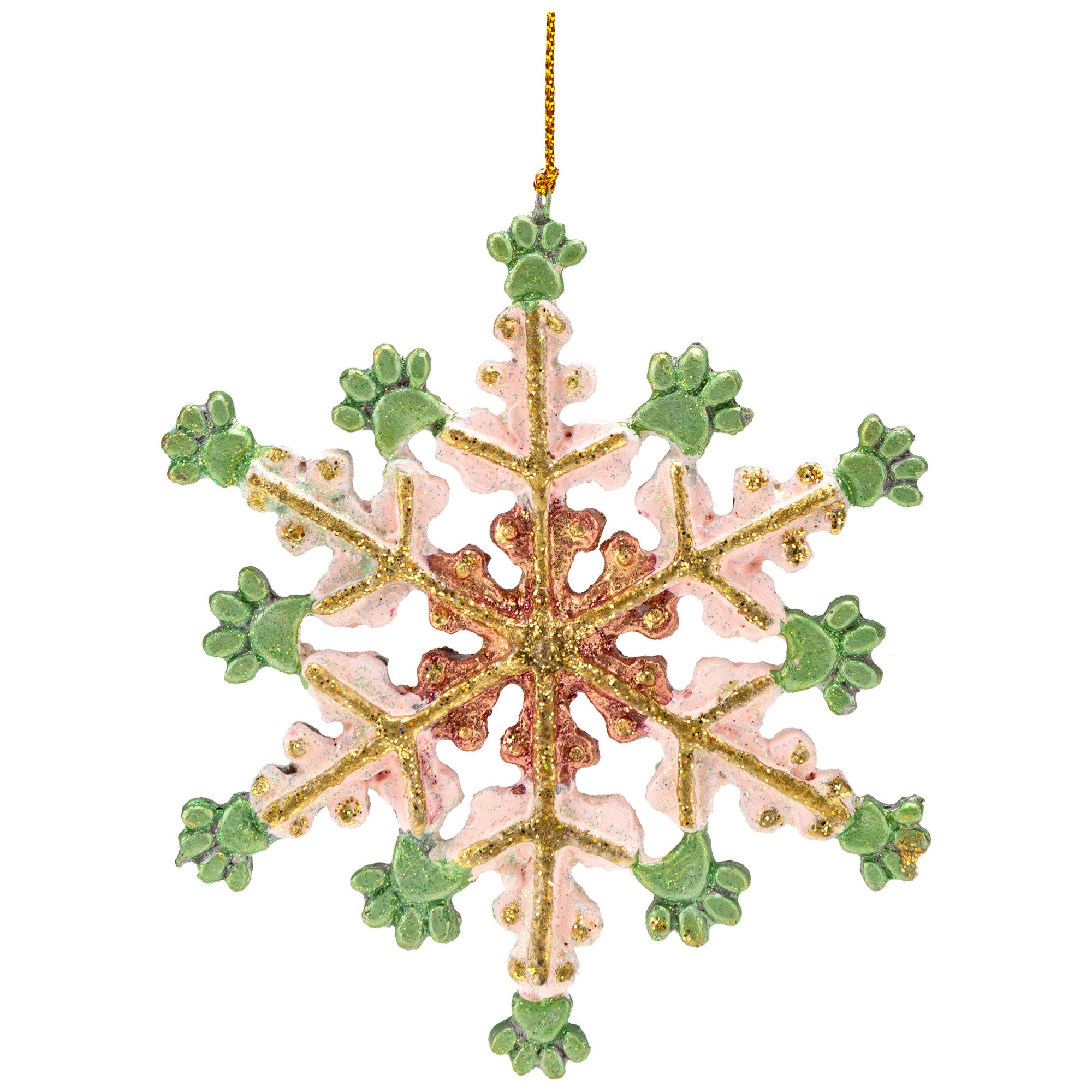 Premium Glitter Paw Print Snowflake Ornament - Ultimate Holiday Decoration