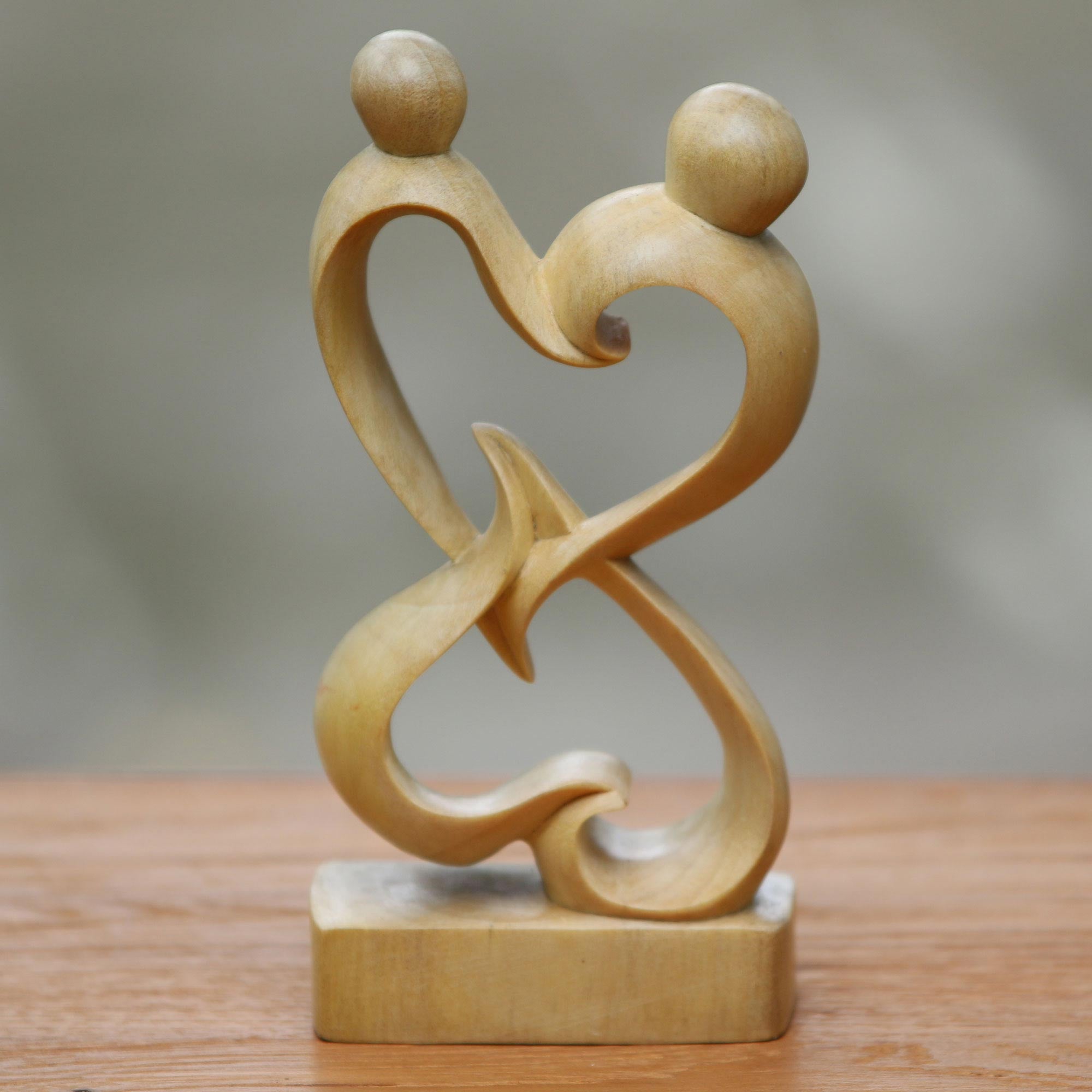 Premium Handcrafted Balinese Love Statue – Abstract Crocodile Wood Art