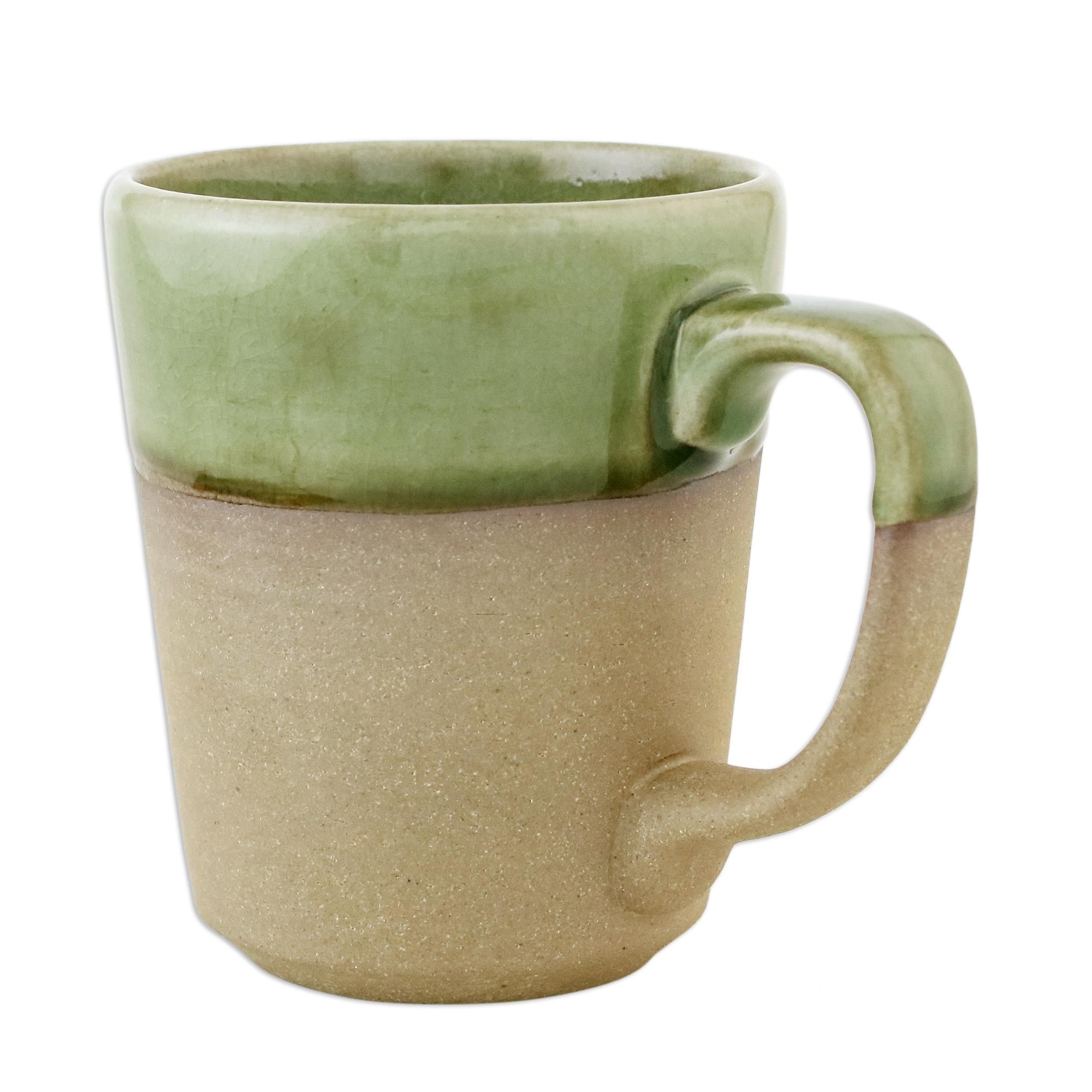 Premium Green Patina Handcrafted Ceramic Mug - Two-Tone Brown & Green