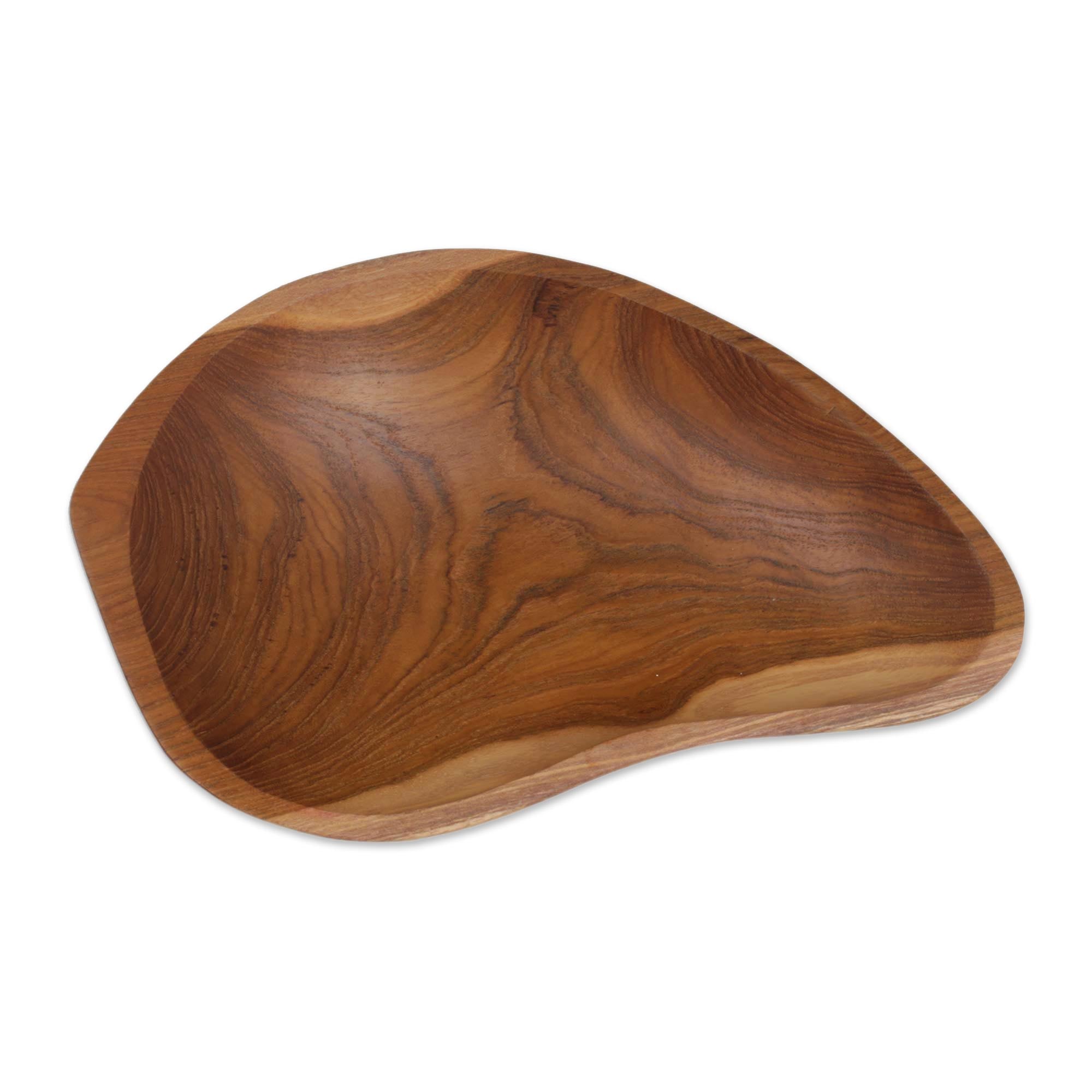Premium Hand-Carved Teak Wood Appetizer Bowl – Artisan Crafted in Bali