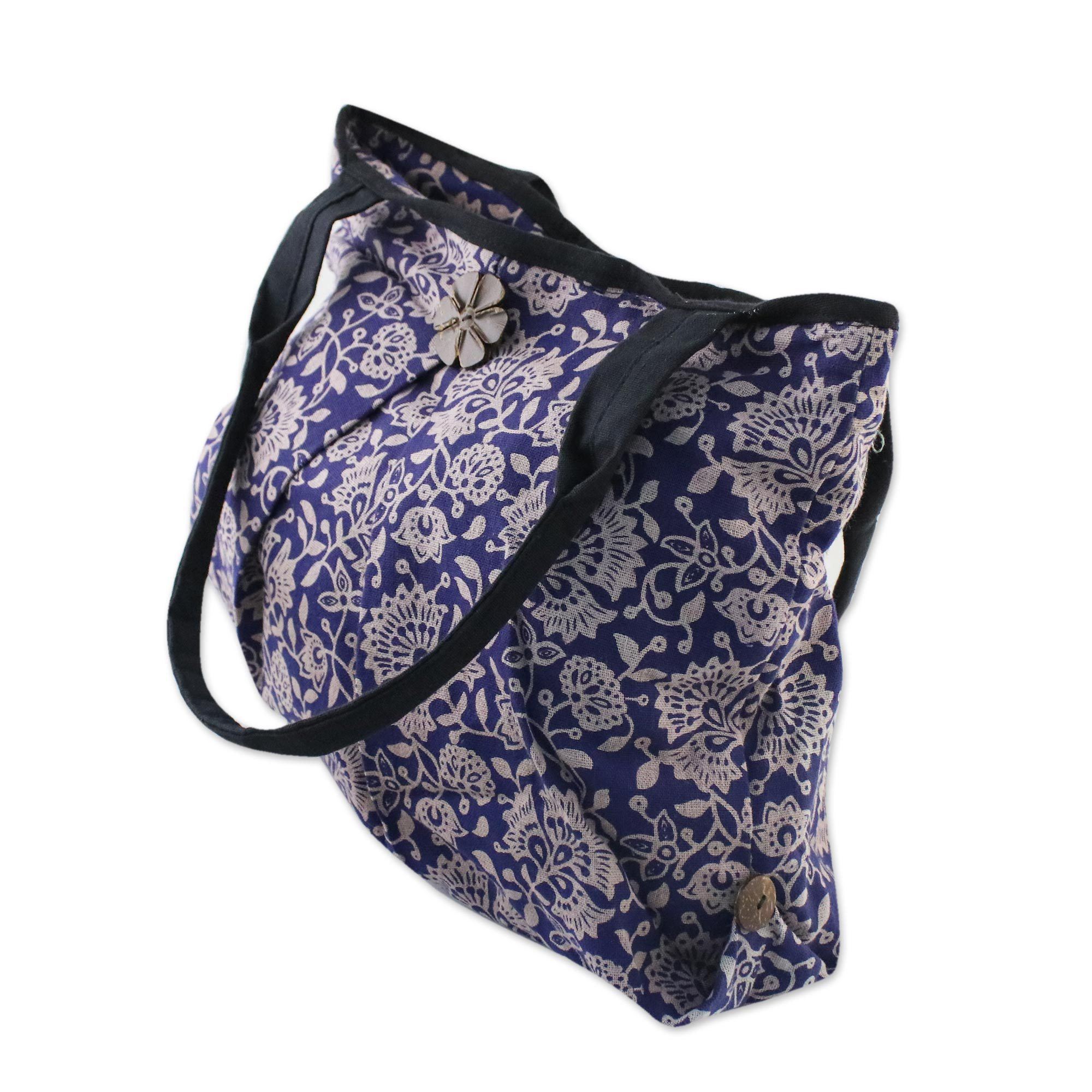 Premium Blue Cotton Handcrafted Shoulder Bag by Russamee Thepphanakit