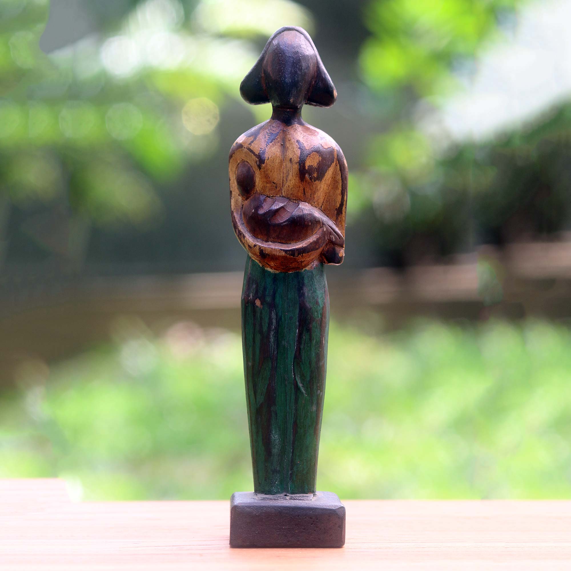 Premium Hand-Carved Mother and Child Sculpture in Albesia Wood