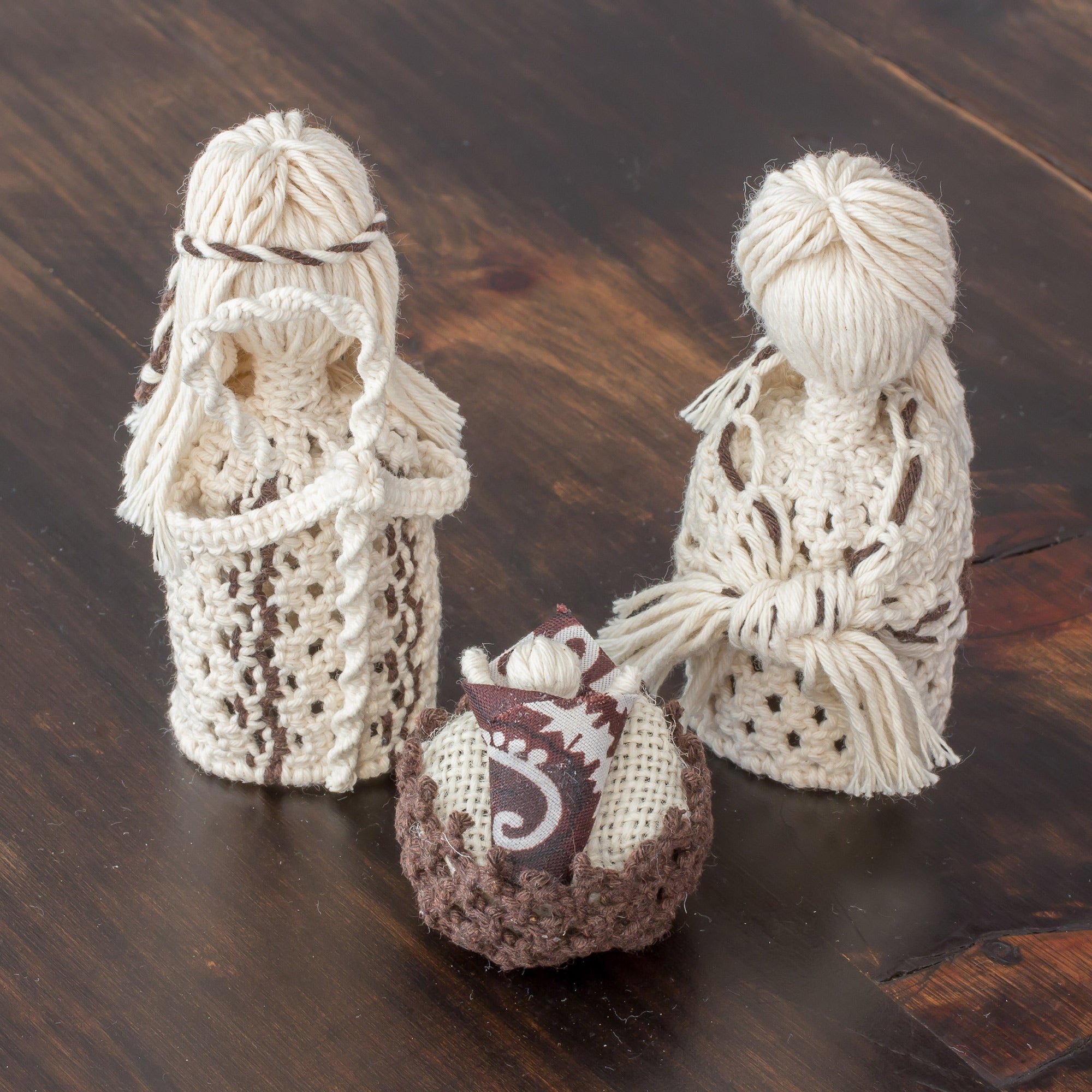 Premium Handcrafted Cotton Macramé Nativity Scene Set - Hopeful Arrival Collection