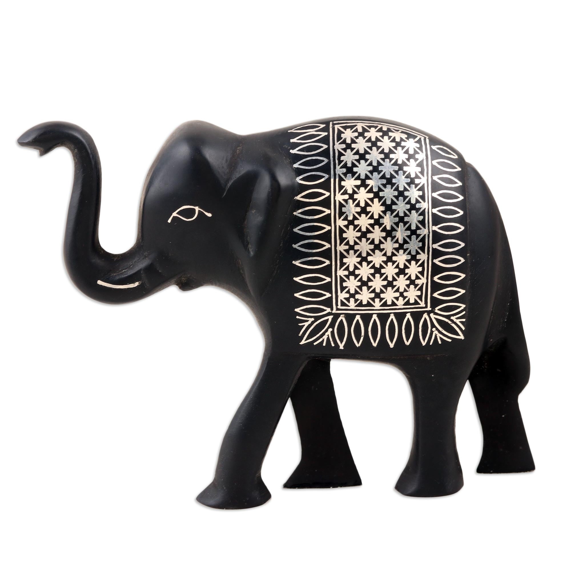 Premium Silver Inlay Bidri Elephant Figurine – Handcrafted Indian Artistry