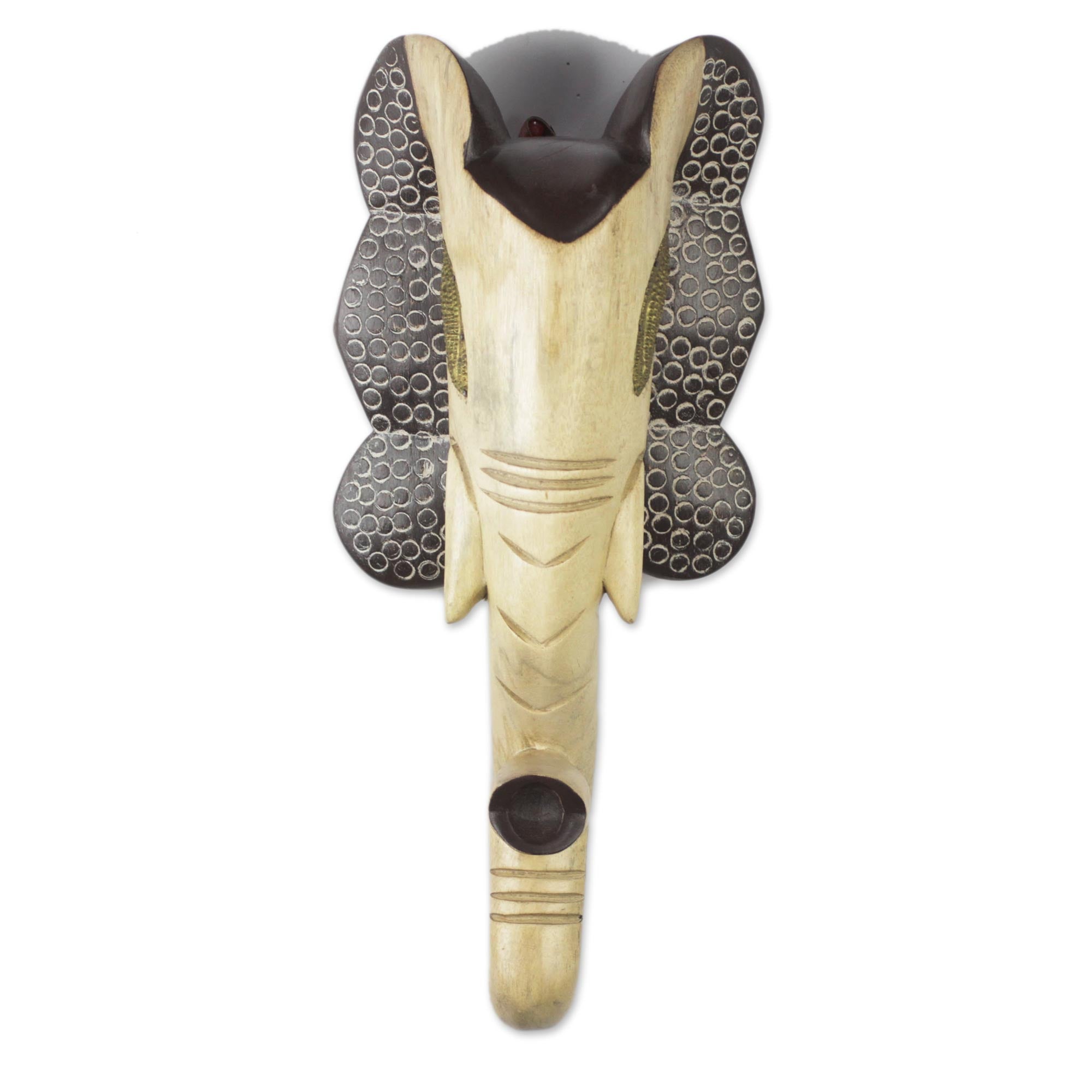 Premium Hand-Carved African Cedar Wood Elephant Wall Mask