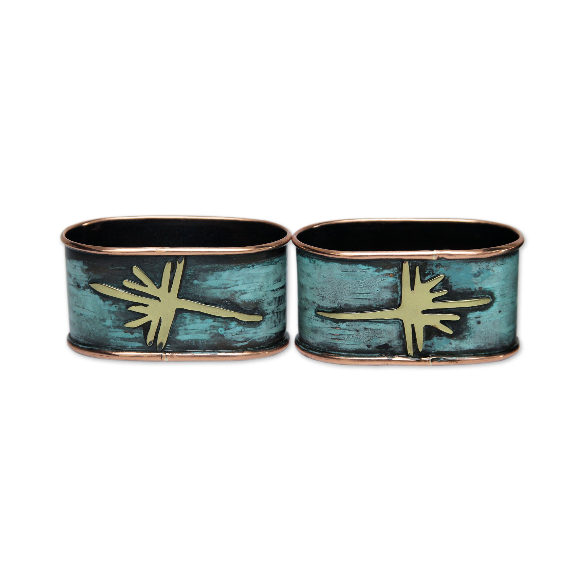 Premium Nazca Marvels Copper Napkin Rings Set - Bronze Nazca Art (Set of 6)
