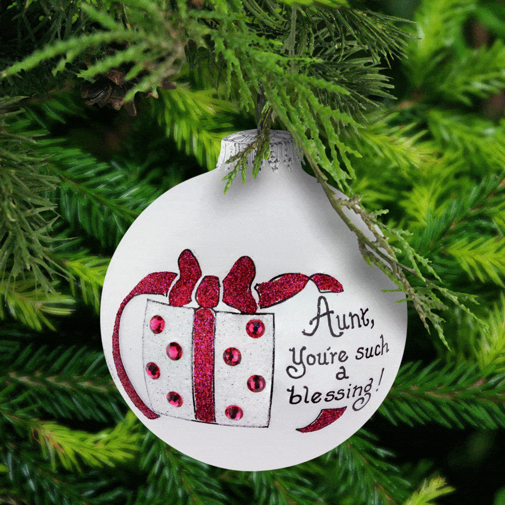 Premium Hand-Painted Aunt Blessing Glass Ornament