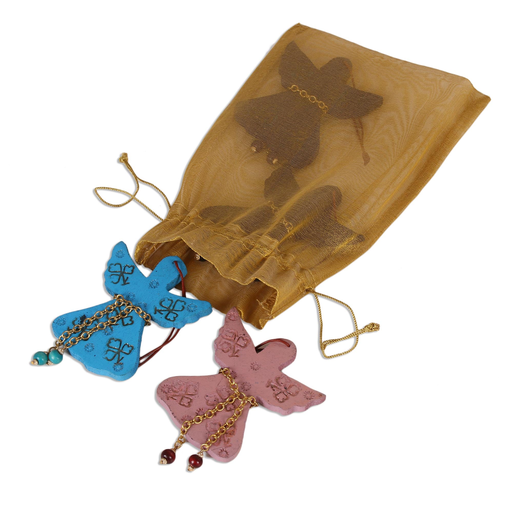 Premium Handcrafted Mango Wood Angel Ornaments Set of 4 – Ultimate Holiday Decor