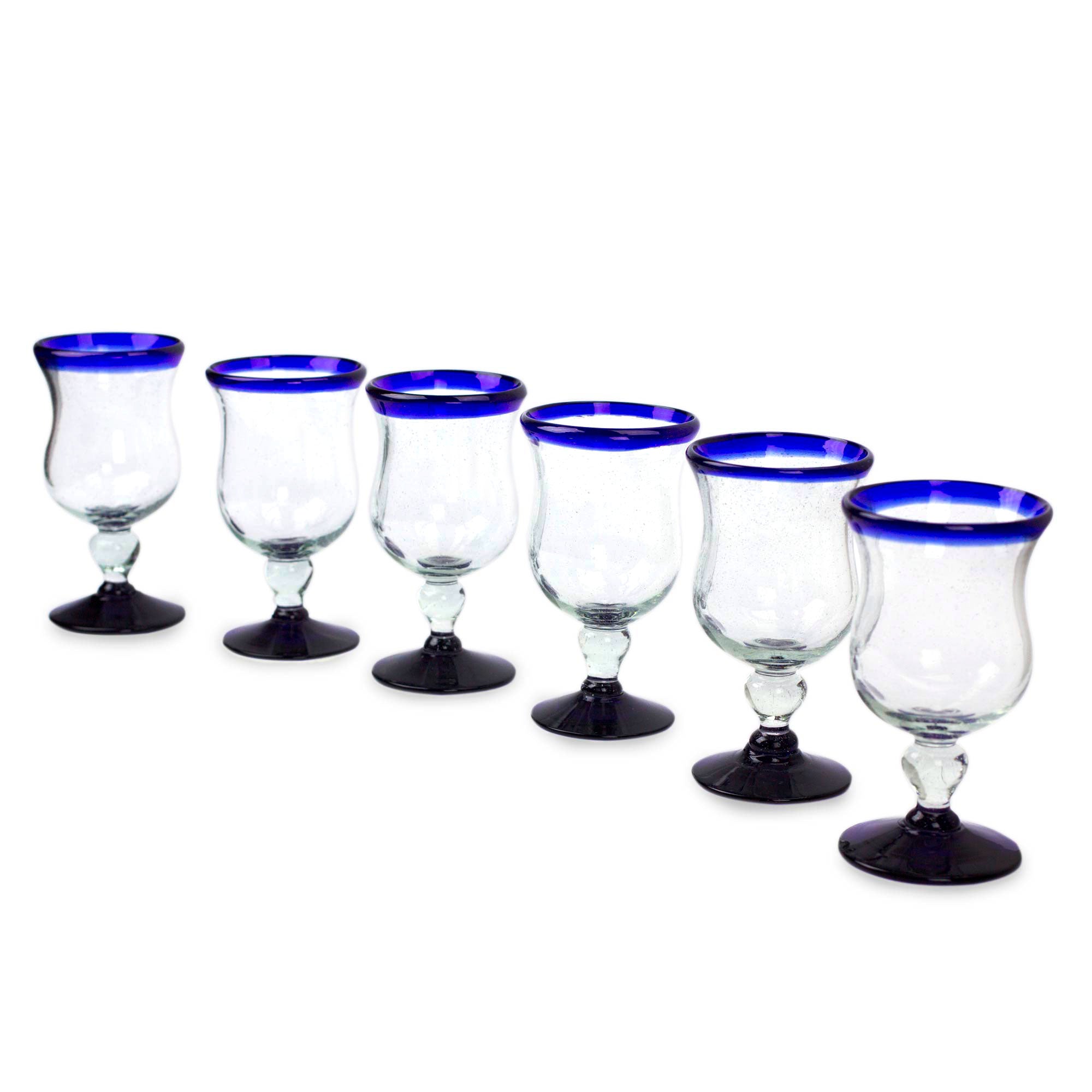 Premium Spring Skies Handblown Glass Goblets Set - Ultimate Drinkware Collection (Set of 6)