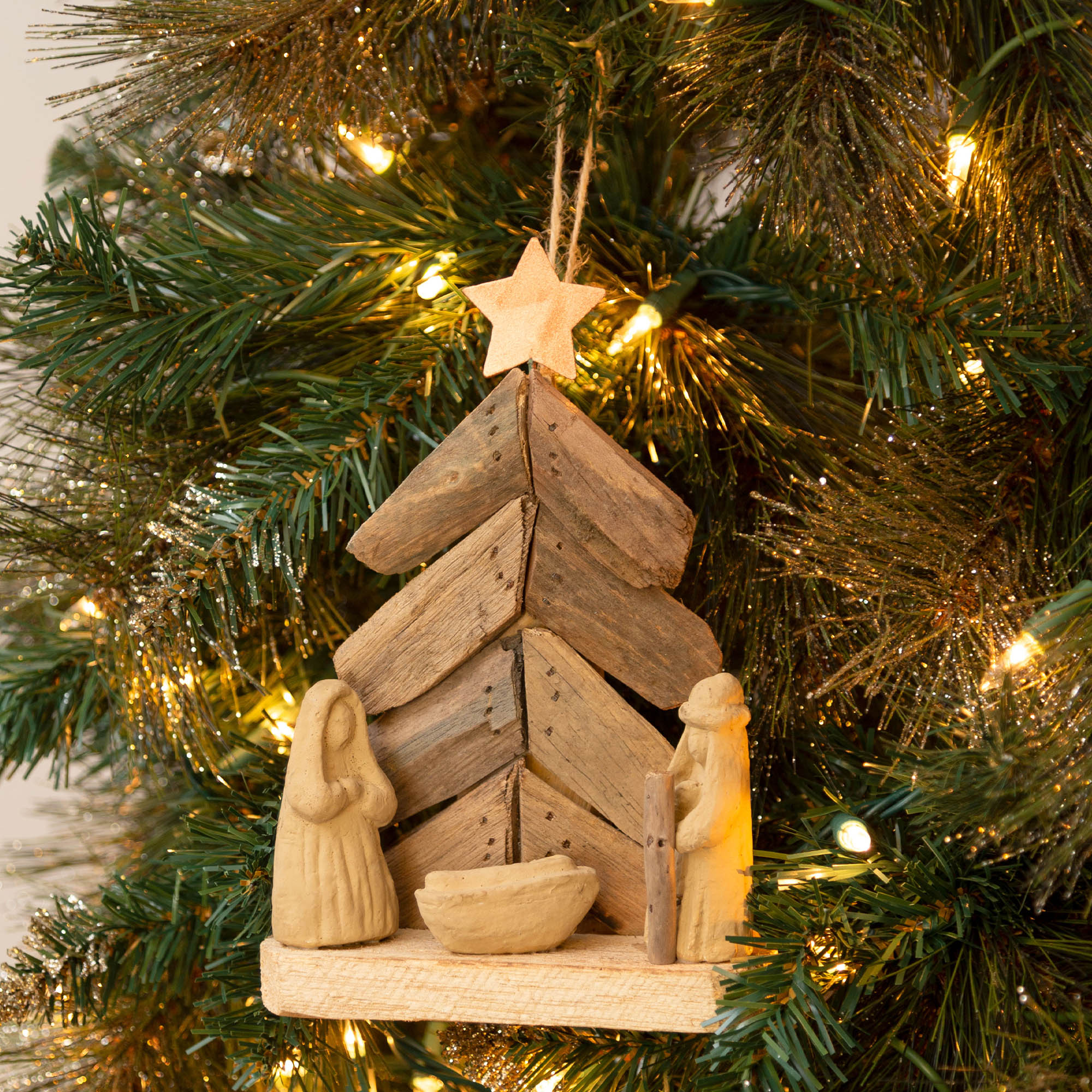 Premium Handmade Recycled Driftwood Christmas Ornament | Fair Trade & Eco-Friendly