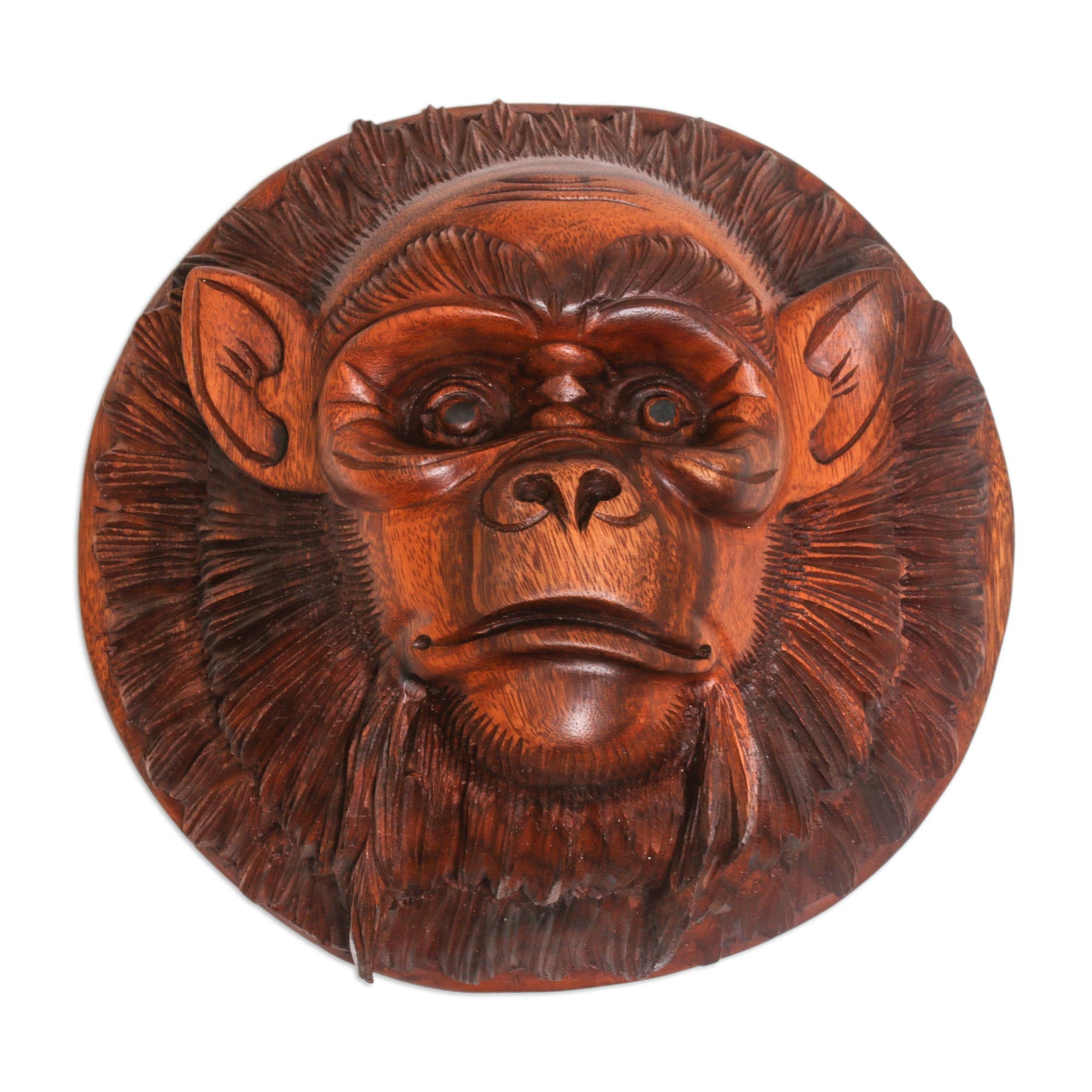 Premium Handcrafted Alpha Chimpanzee Wood Mask - Artisan Crafted in Bali