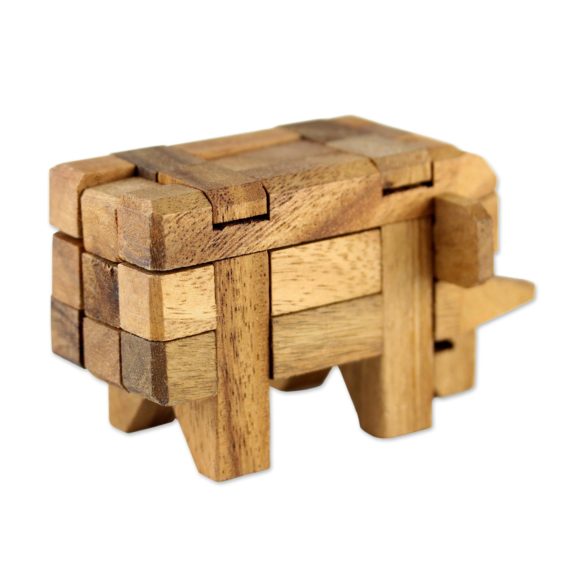 Premium Raintree Wood Elephant Puzzle - Ultimate Kumiki Challenge