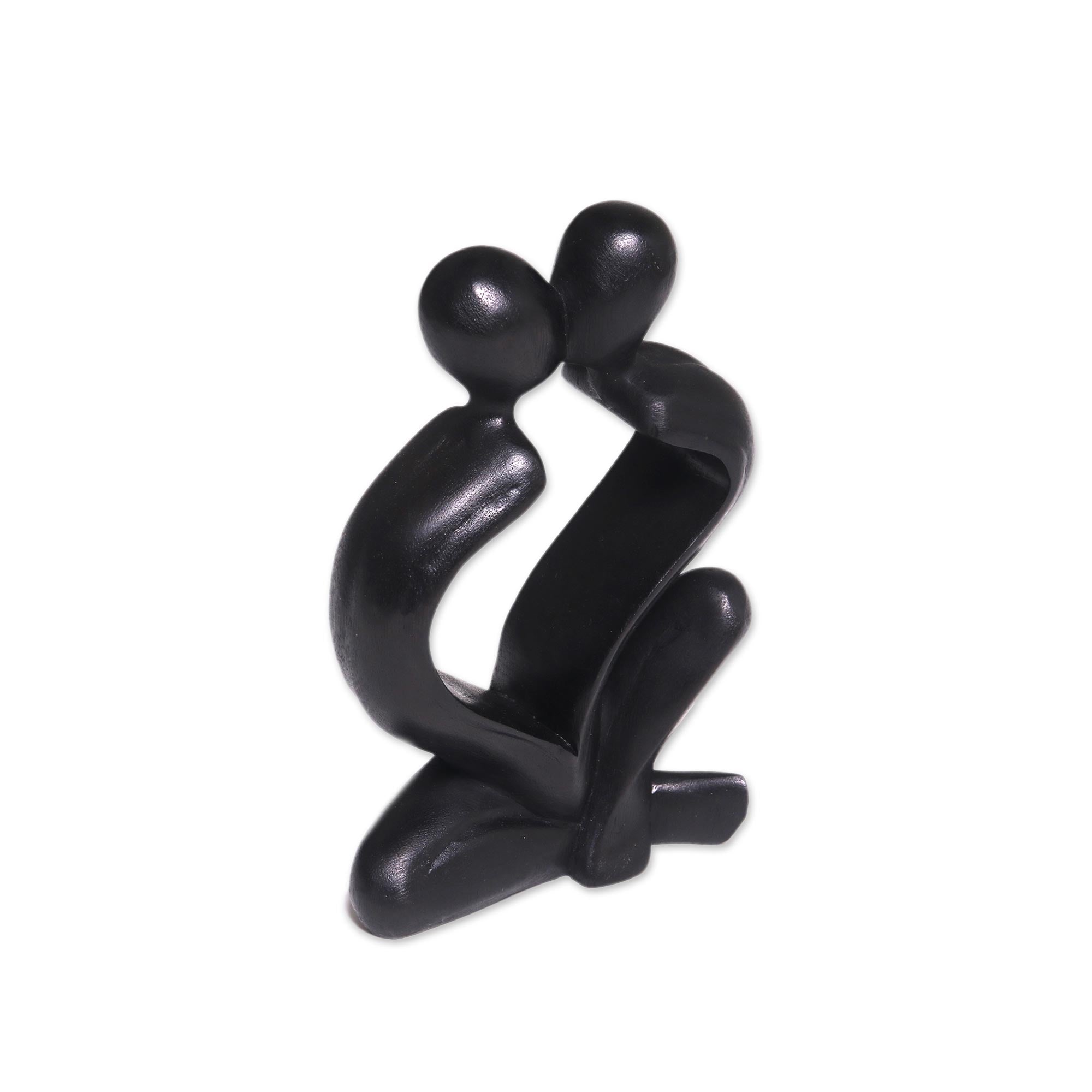 Premium Black Suar Wood Timeless Love Sculpture - Hand-Carved Couple Art