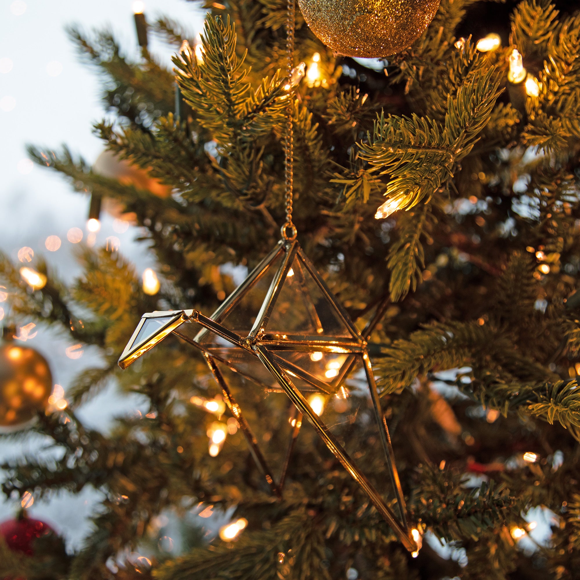 Premium Origami Brass Crane Ornament