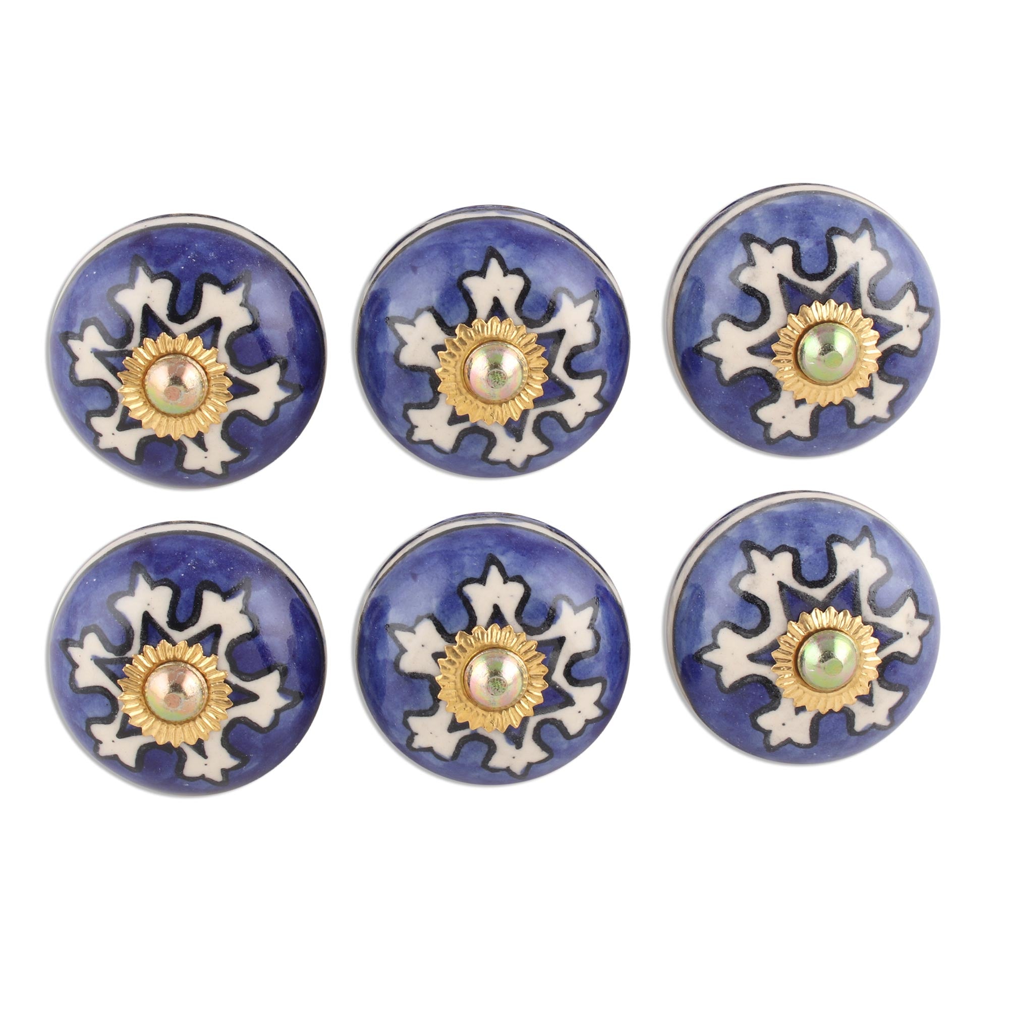 Premium Starry Brilliance Ceramic Knobs - Handcrafted Set of 6