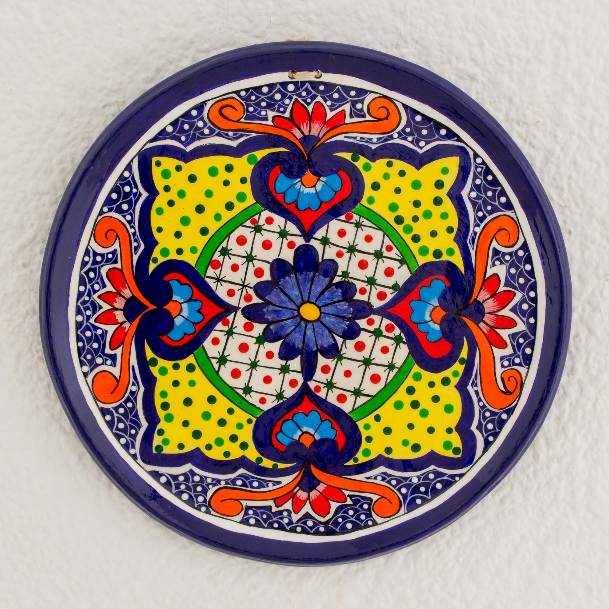 Premium Floral Enchantment Ceramic Wall Plate – Handcrafted in Guatemala