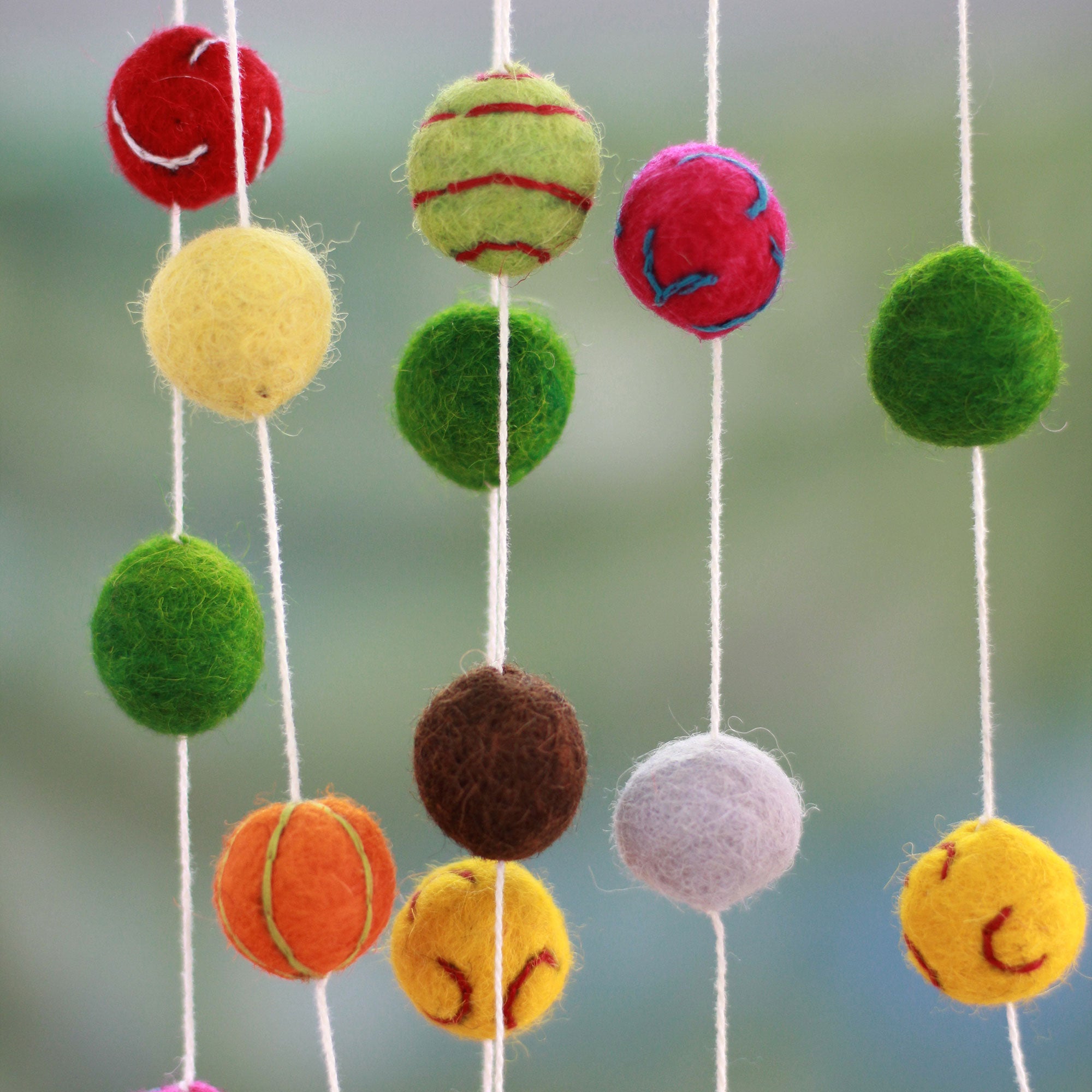 Premium Handcrafted Gumdrop Rainbow Pompons Christmas Tree Garland