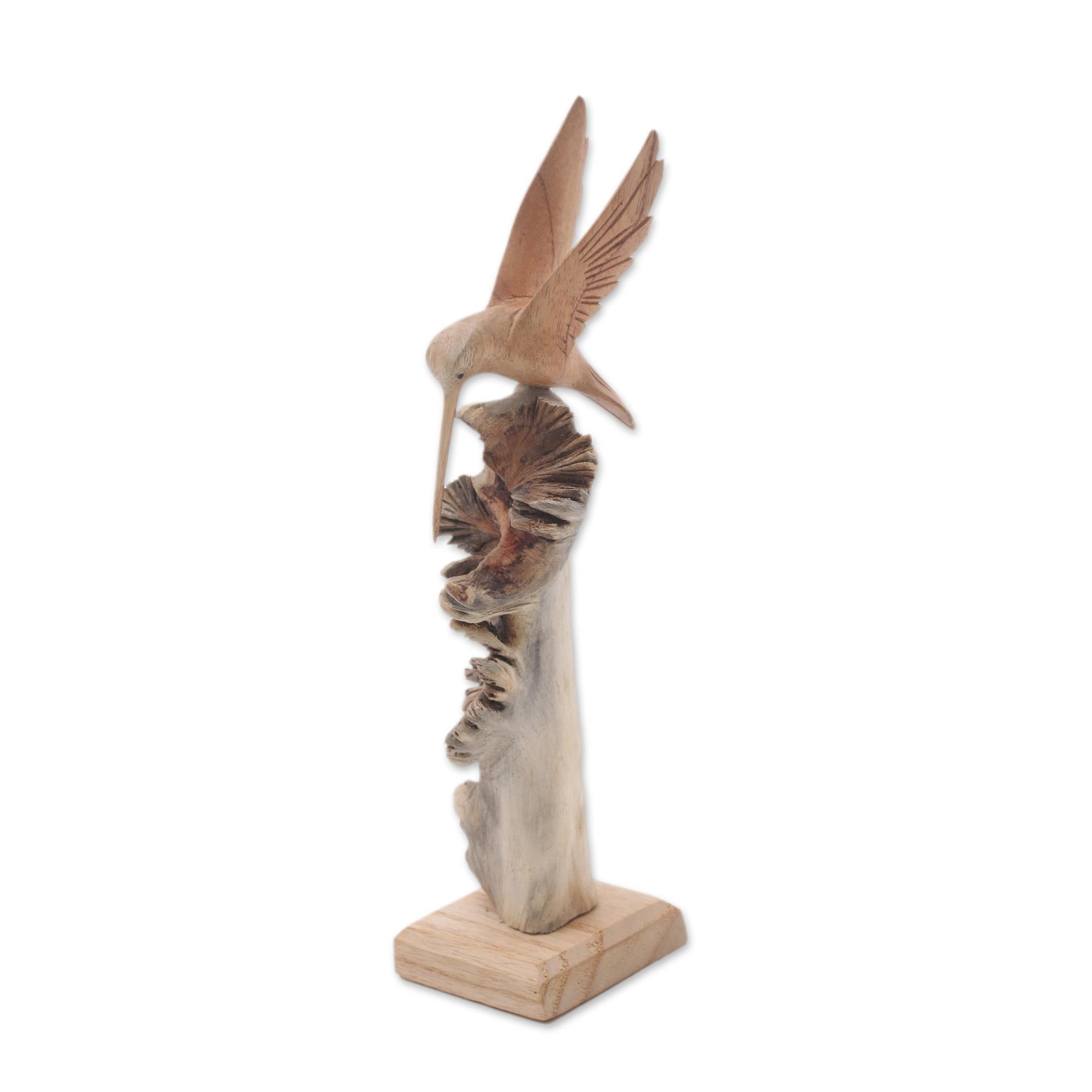 Premium Hand-Carved Hummingbird Sculpture – Unique Jempinis Wood Art