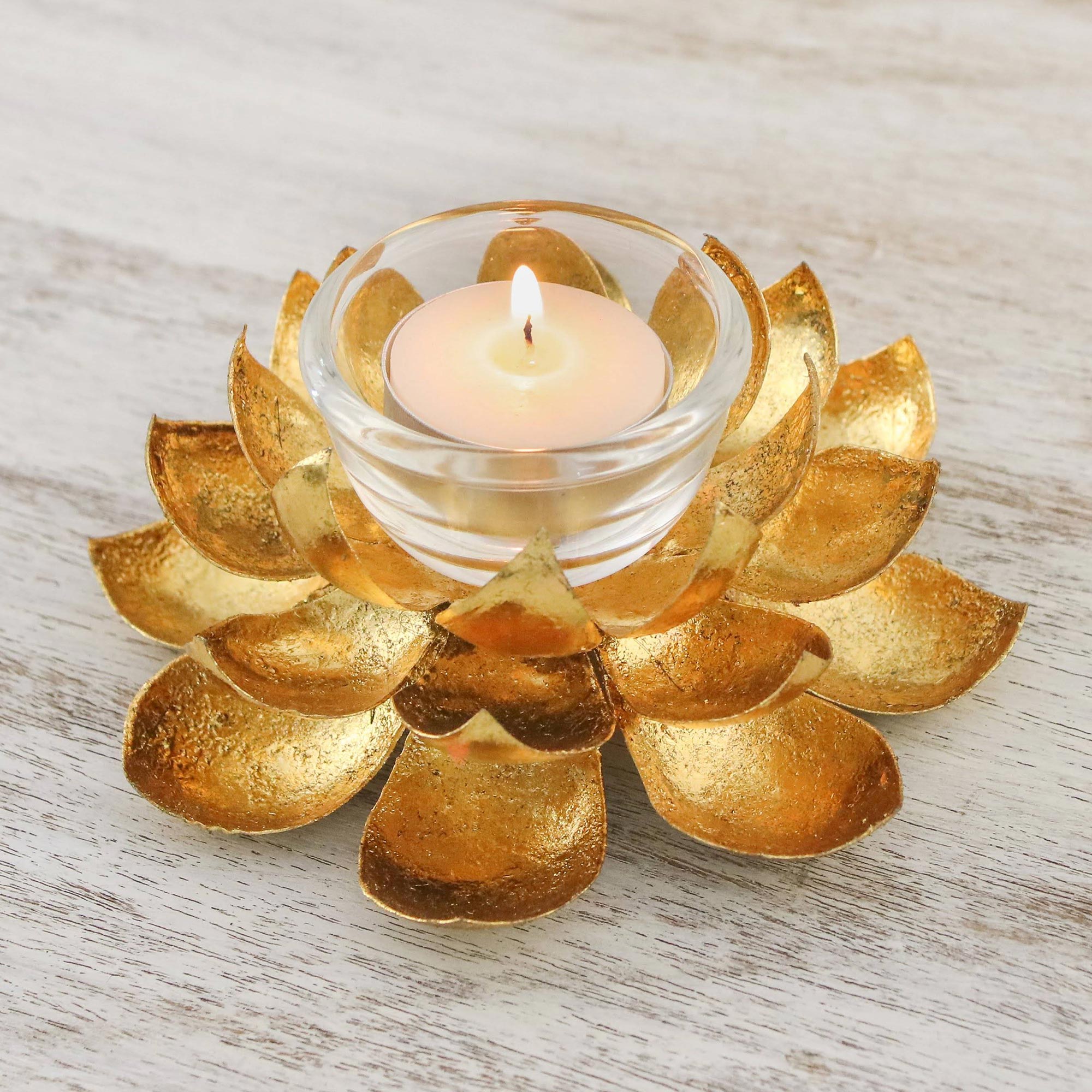 Premium Handcrafted Lotus Tealight Holder – Antique Steel Design from Thailand
