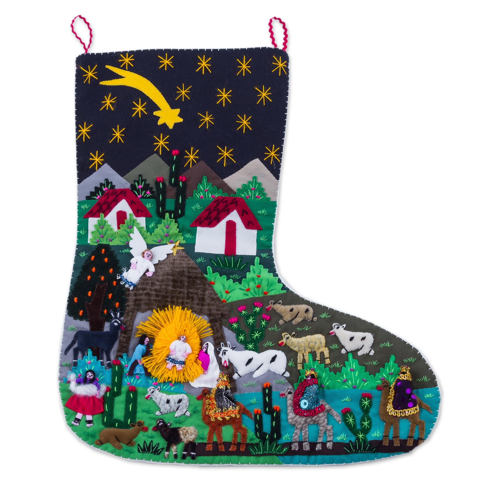 Premium Handcrafted Andean Nativity Christmas Stocking - Heirloom Quality