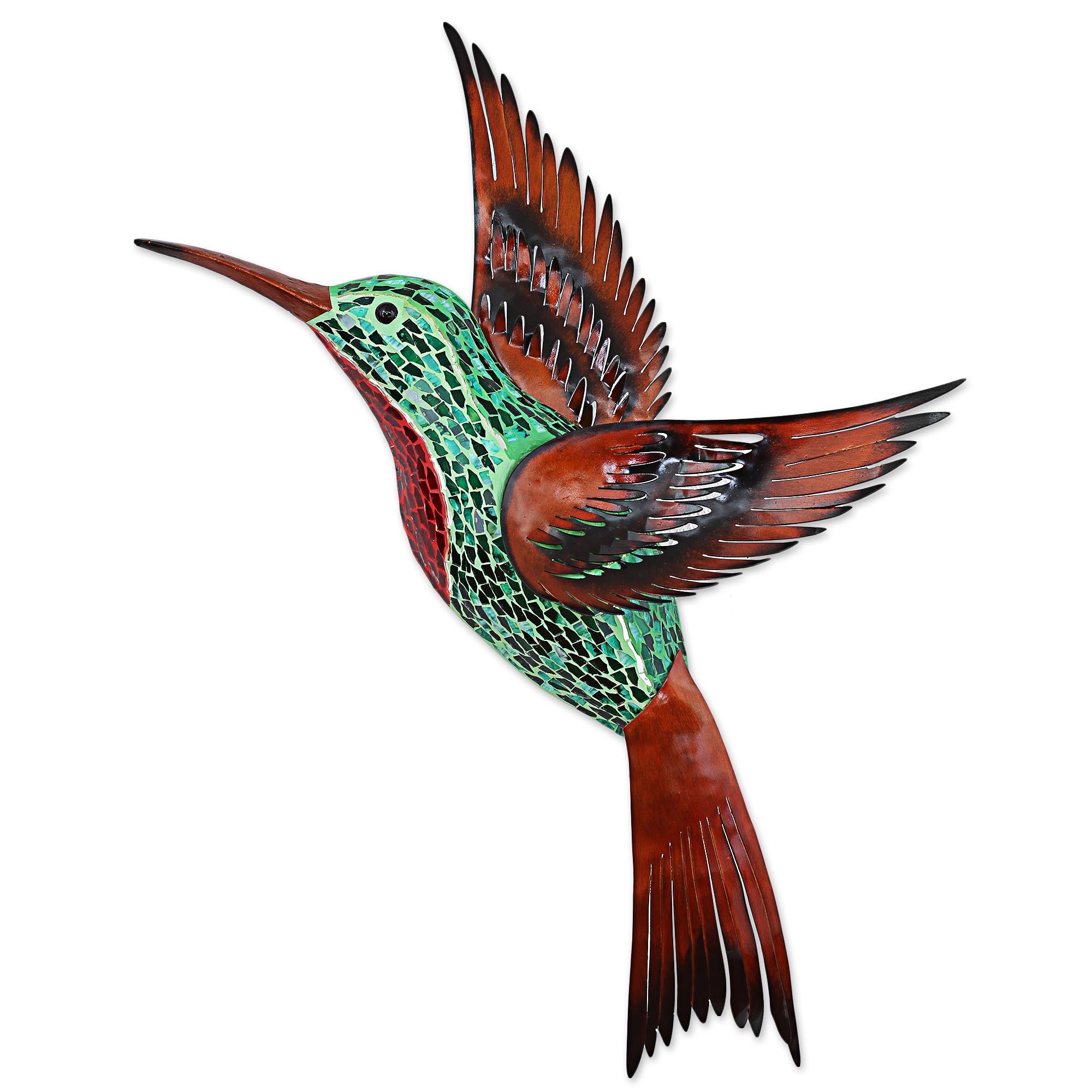 Premium Green Hummingbird Wall Art – Handcrafted Iron Sculpture