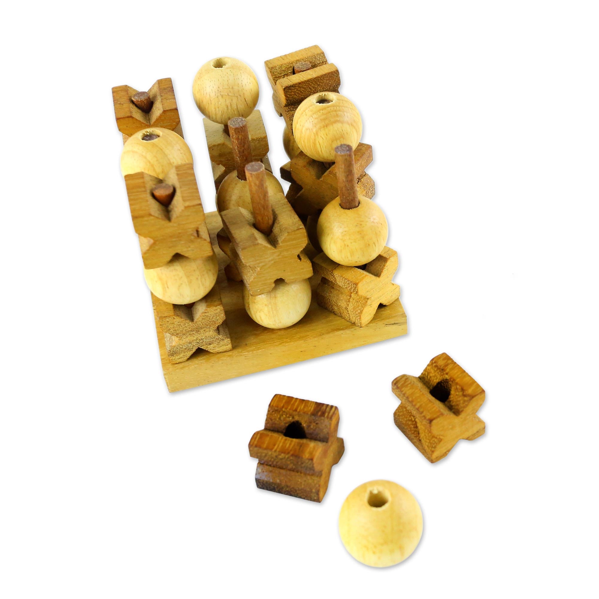 Premium 3D Rain Tree Wood Tic-Tac-Toe Game - Ultimate Family Fun