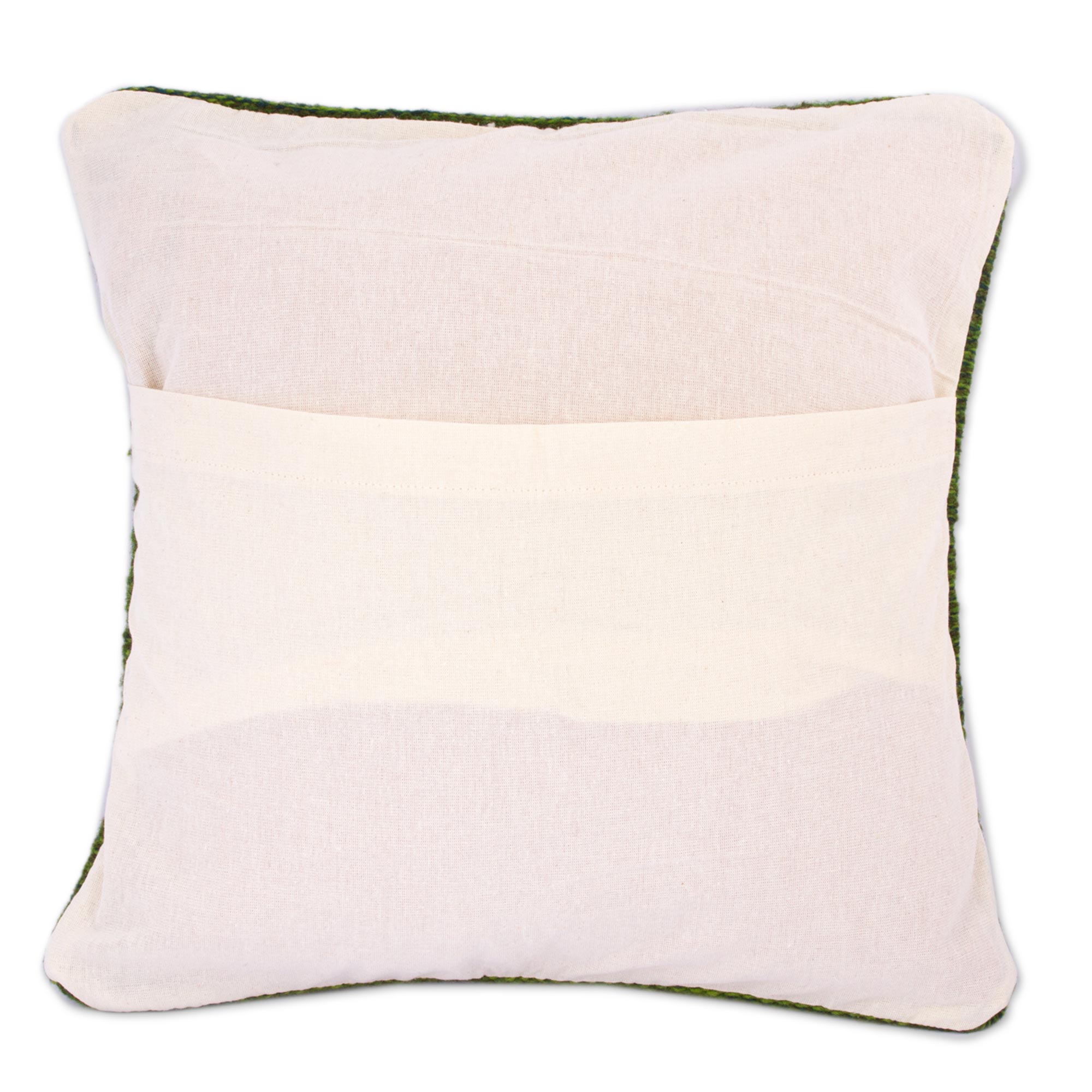 Premium Hand-Woven Wool Pillow Cover - 'Dotted Passion In Green'