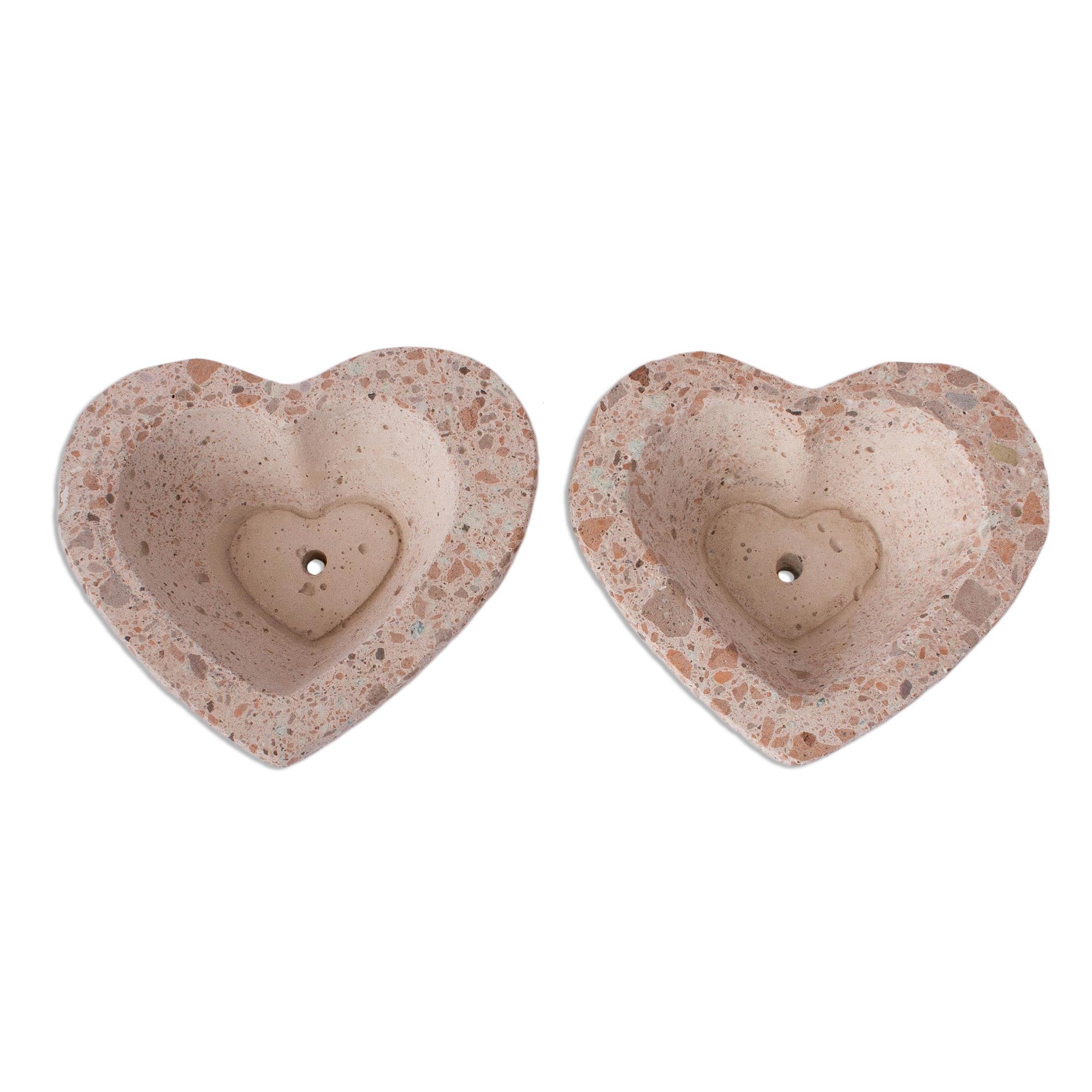 Premium Heart-Shaped Reclaimed Stone Planters - Eco-Friendly Pair