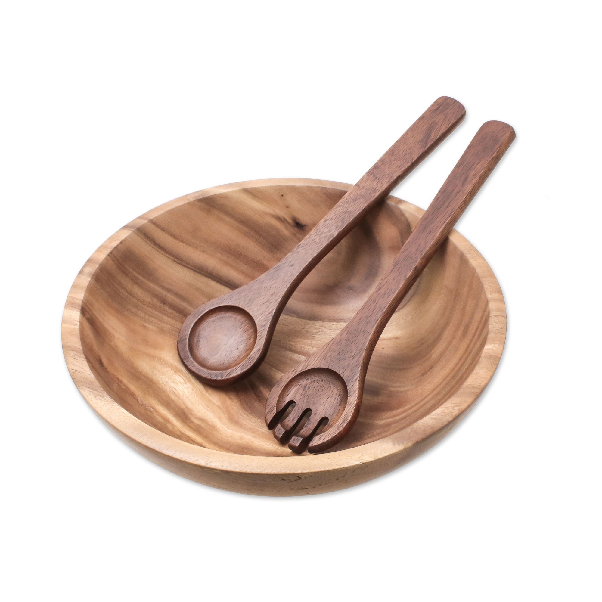 Premium Handcrafted Wood Salad Bowl Set with Serving Utensils