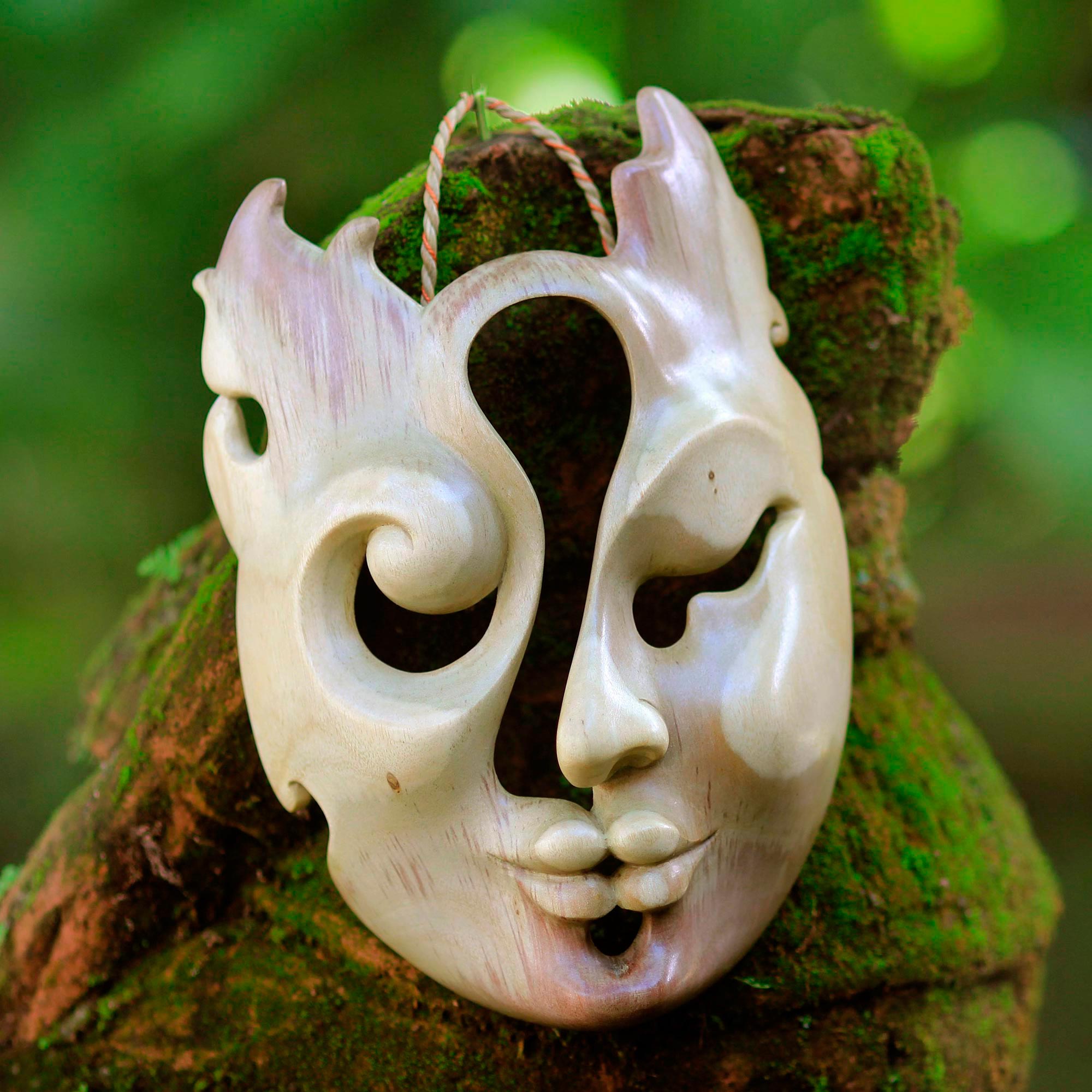 Premium Handcrafted Hibiscus Wood Mask - Unique Artisan Design