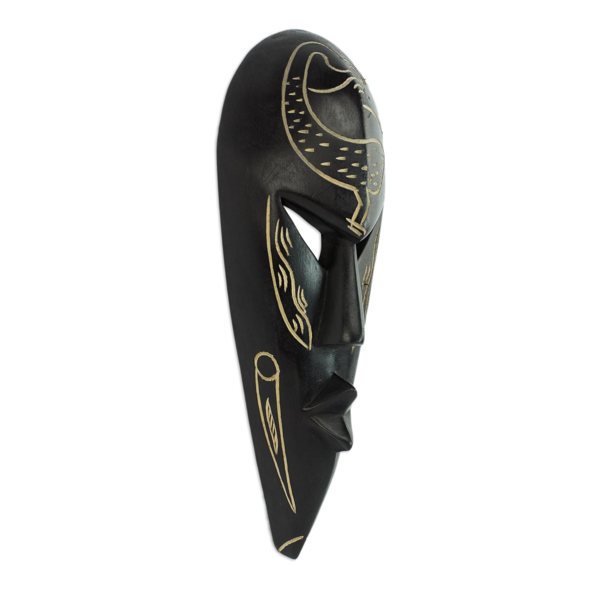 Premium Sankofa Bird Hand-Carved Wood Mask