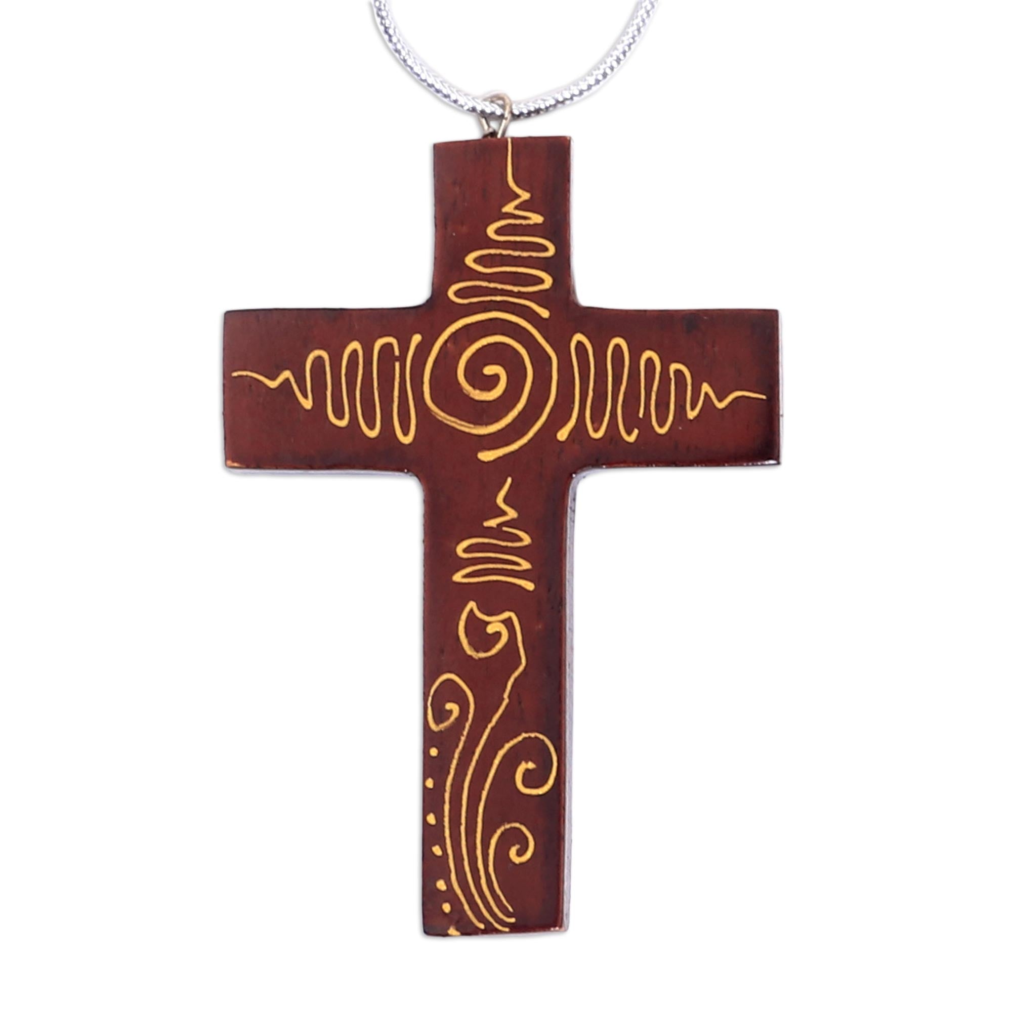 Premium Handcrafted Mahogany Cross Ornaments - Set of 4
