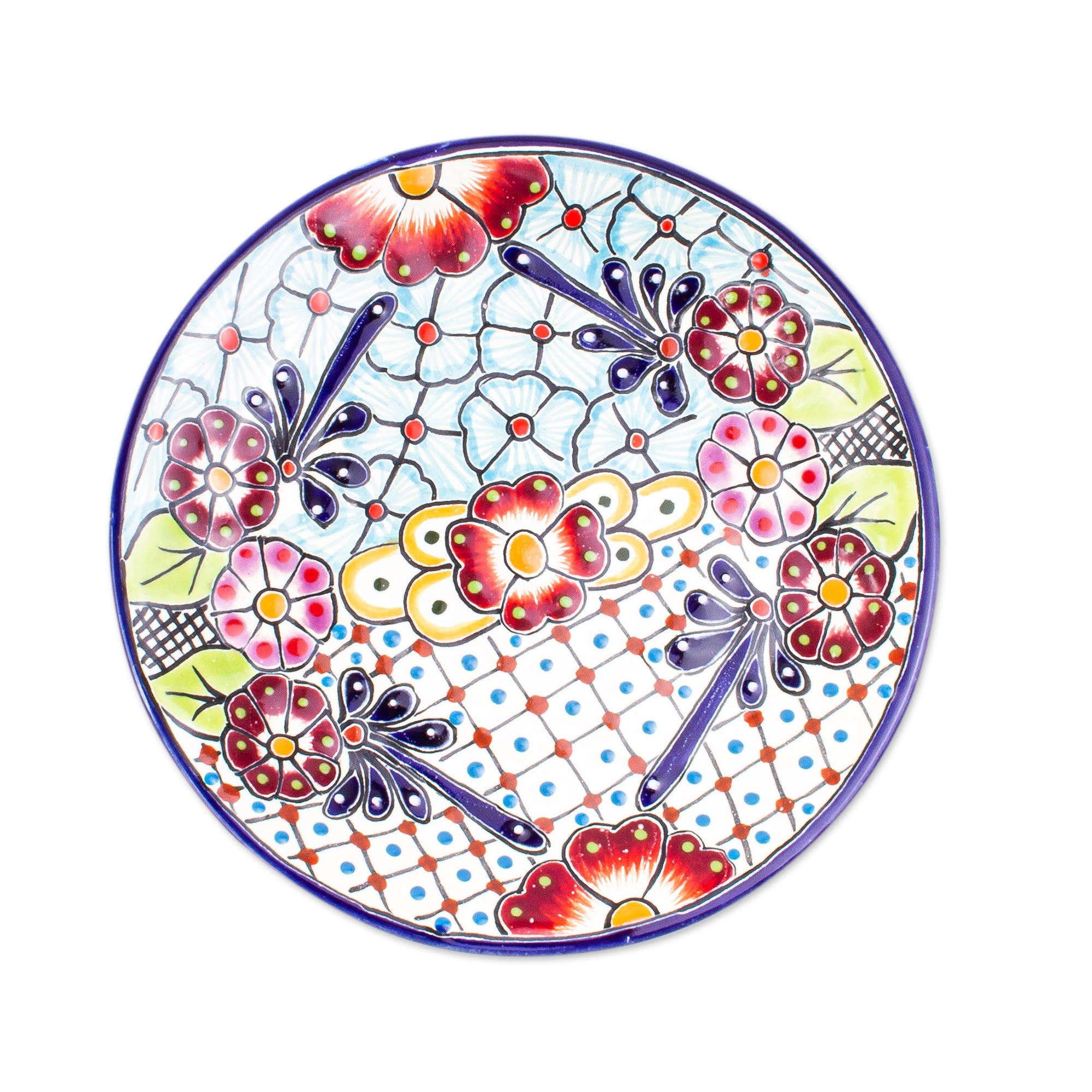 Premium Handcrafted Talavera Ceramic Salad Plates - Colorful Floral Pair