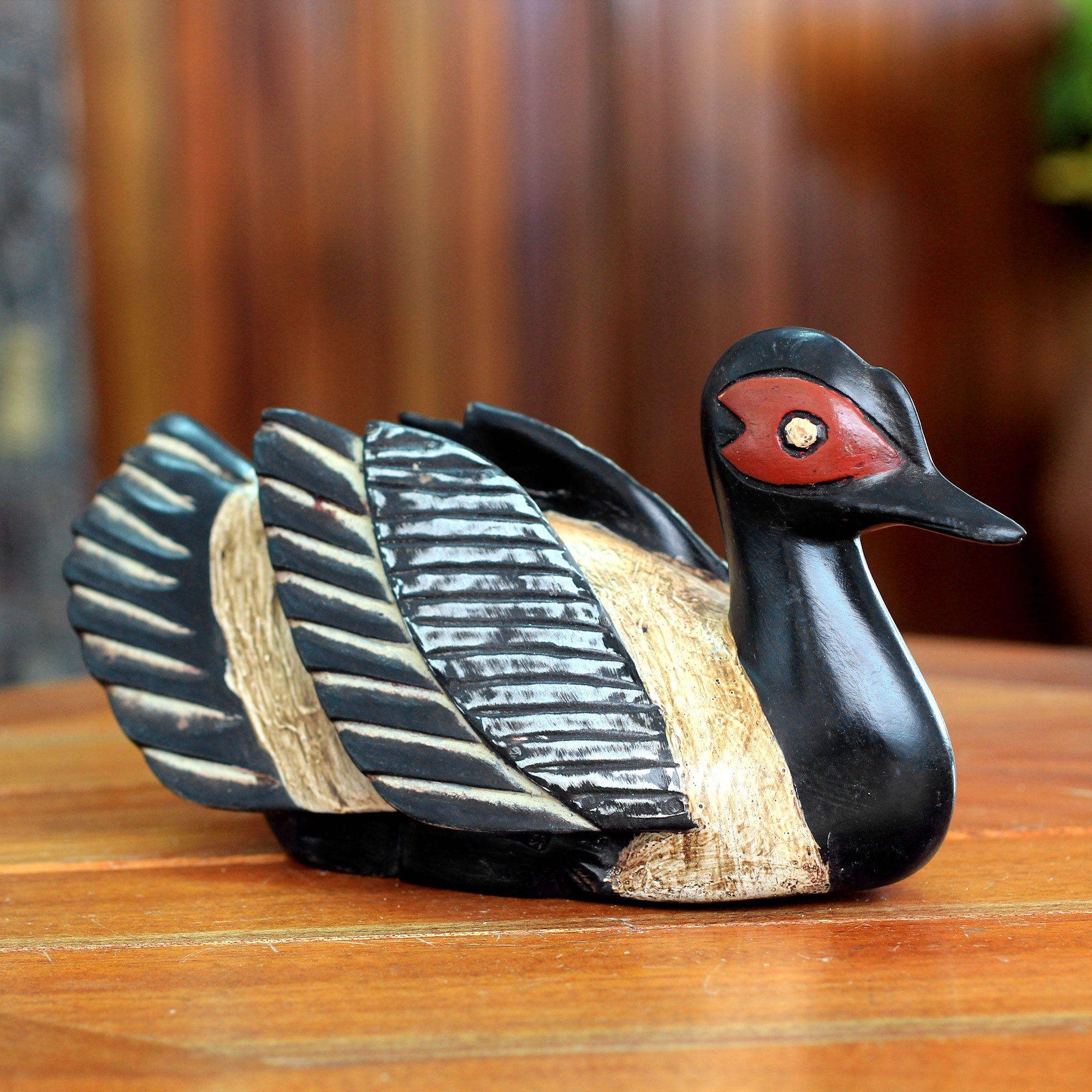 Premium Handcrafted Sese Wood Duck Sculpture - African Artisan Design