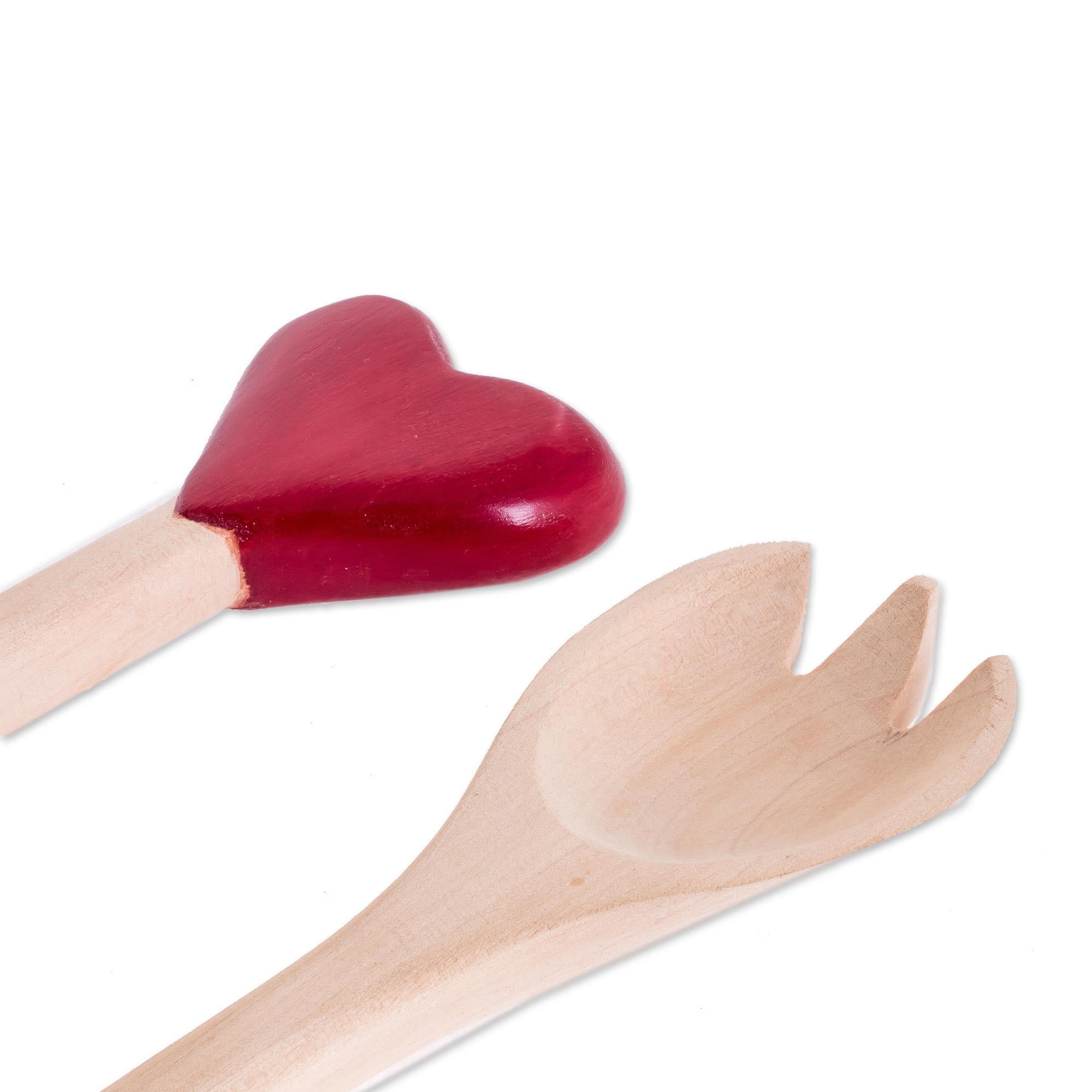 Premium Heart-Themed Wooden Serving Utensils - Handcrafted in Guatemala (Pair)