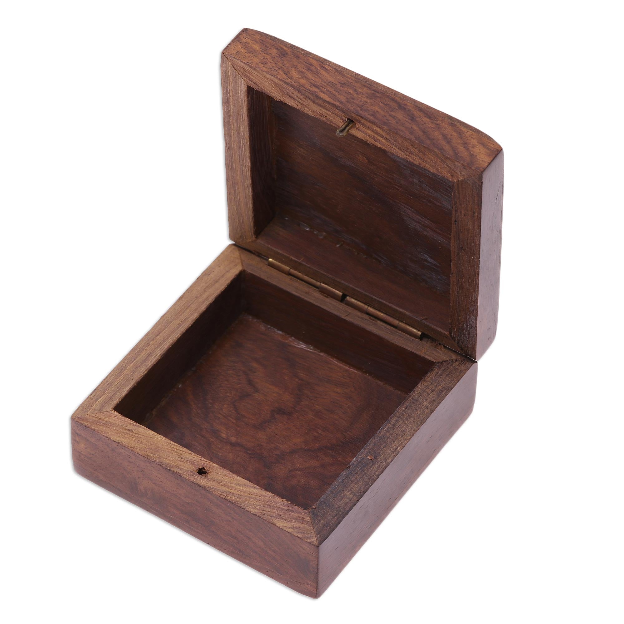 Premium Mango Wood Decorative Box with Brass Dot Inlay - Elegant Hinged-Lid Design