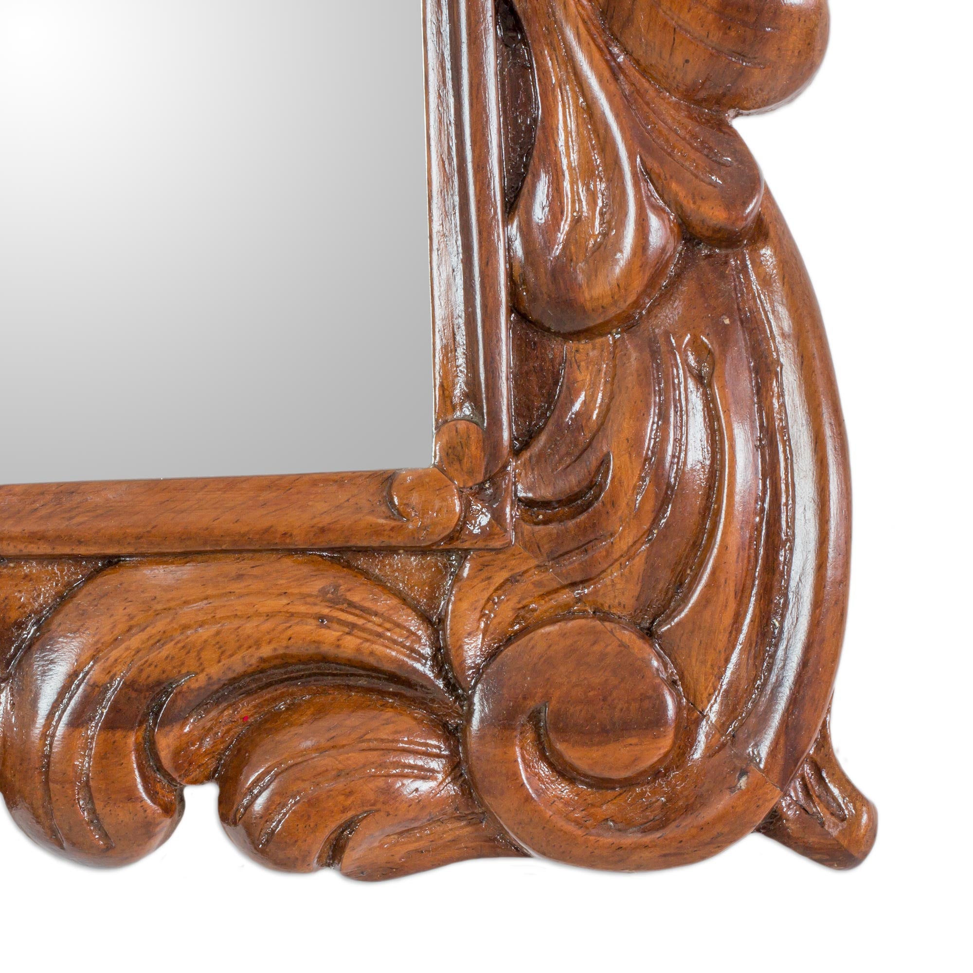 Premium Natural Grace Handcrafted Wood Wall Mirror - Guatemalan Artisan Design